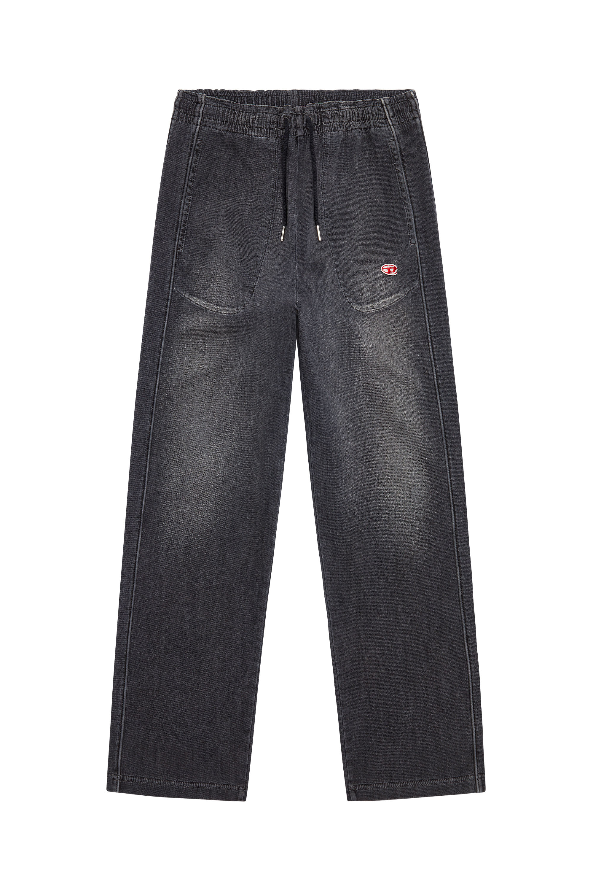 Diesel - Straight D-Martians Track Denim 09E30, Man's Straight D-Martians Track Denim in Black/Dark grey - 3