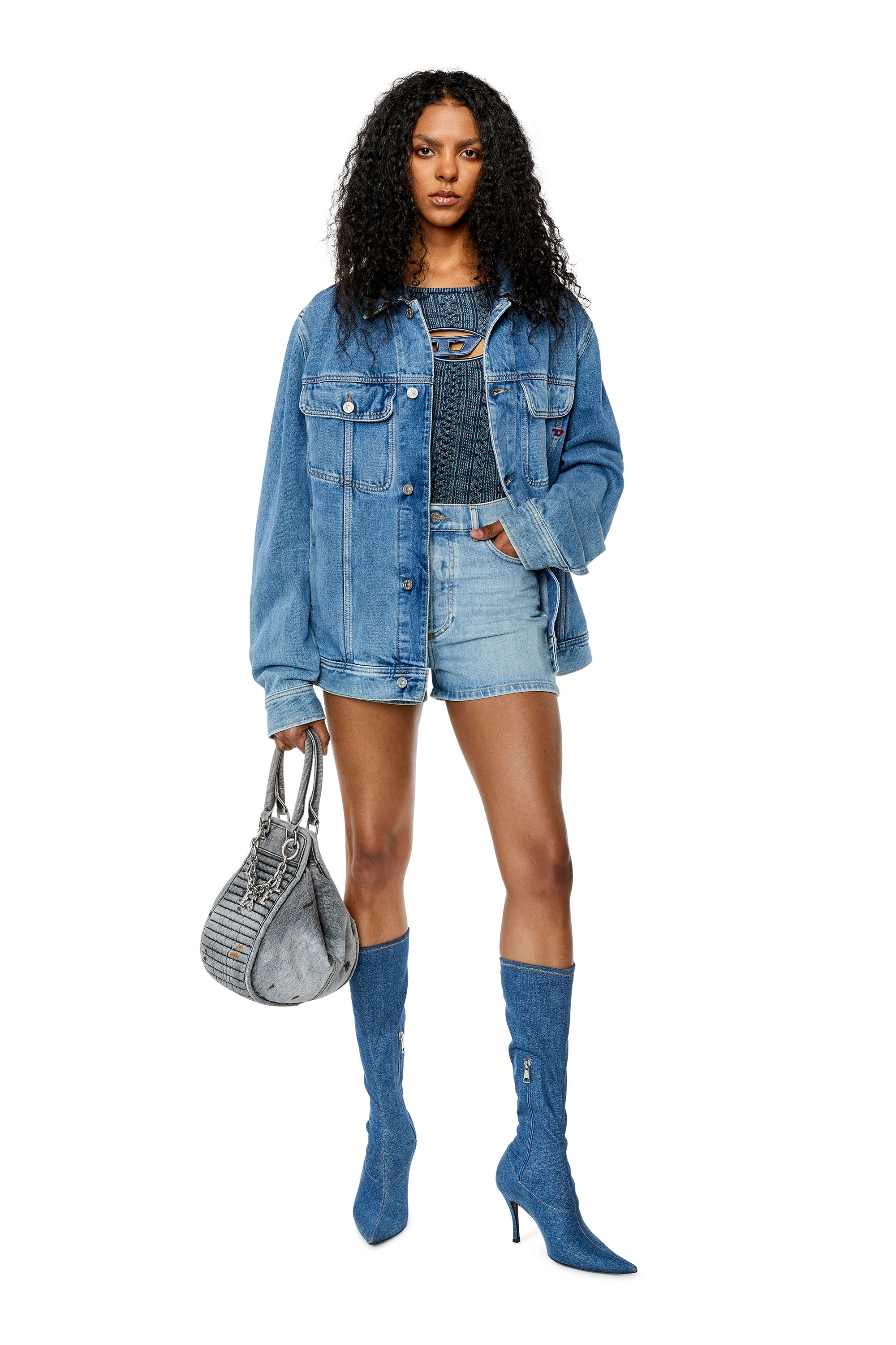 Diesel - D-GER, Woman's Denim shorts in Light Blue - 2