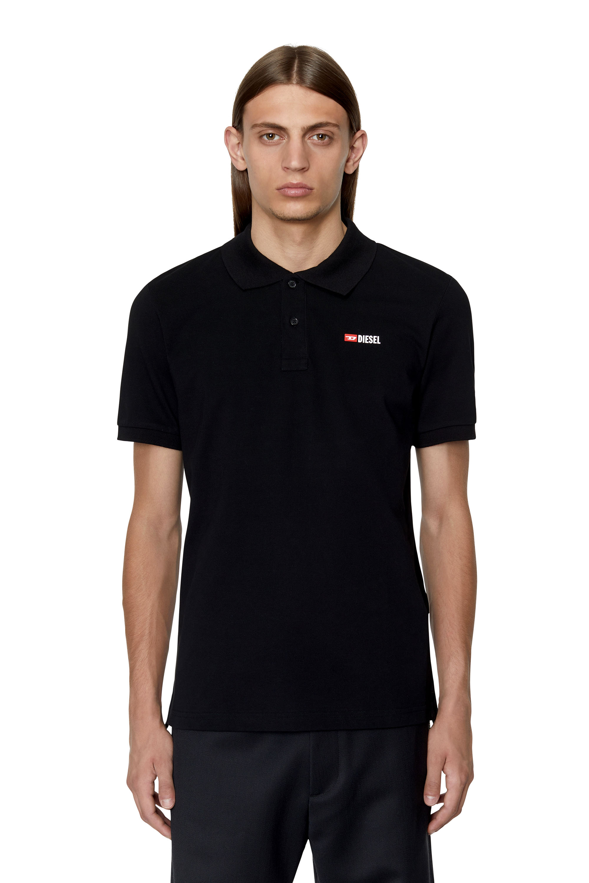 Diesel - T-SMITH-DIV, Man's Polo shirt with 3D logo in Black - 1