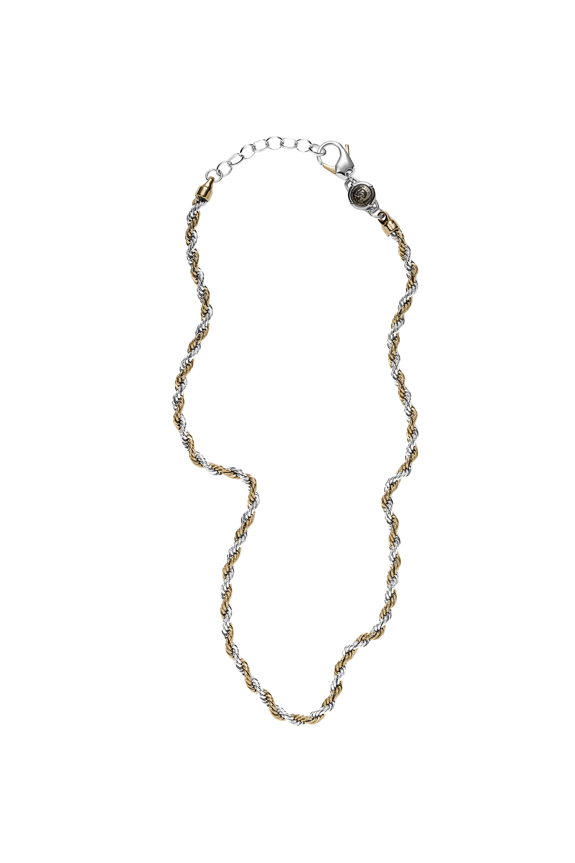 Diesel - DX1265, Man's Two-tone stainless steel braided necklace in Gold/White - 2