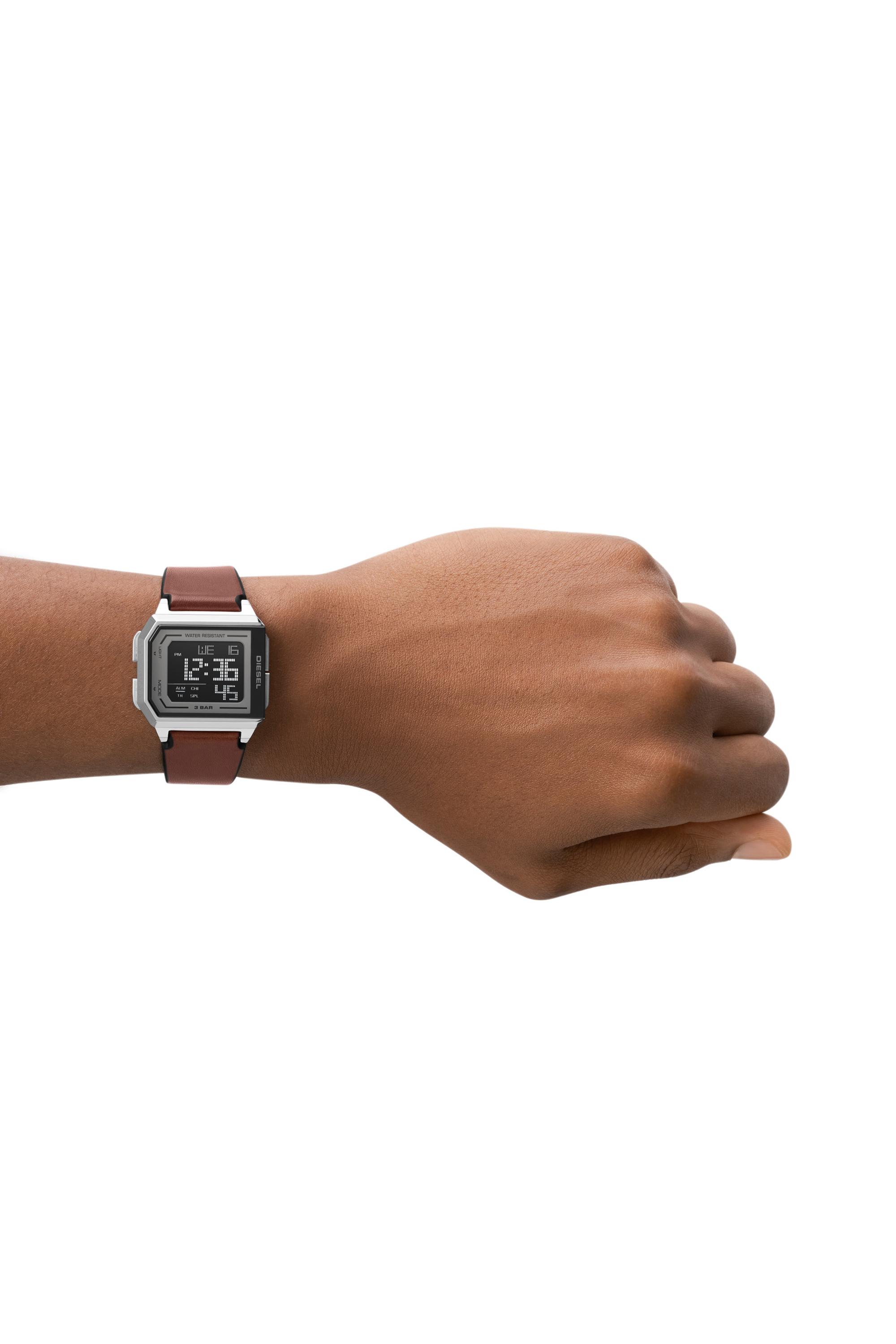 Diesel - DZ1995, Unisex's Chopped digital brown leather watch in Brown - 4