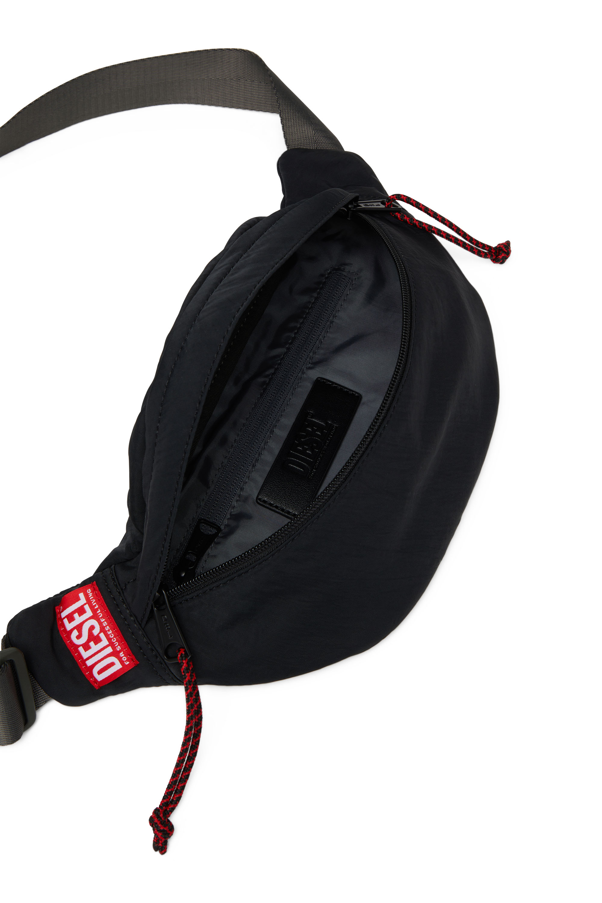 Diesel - RAVE BELTBAG X, Man's Rave Beltbag X - Belt bag in washed recycled fabric in Black - 4