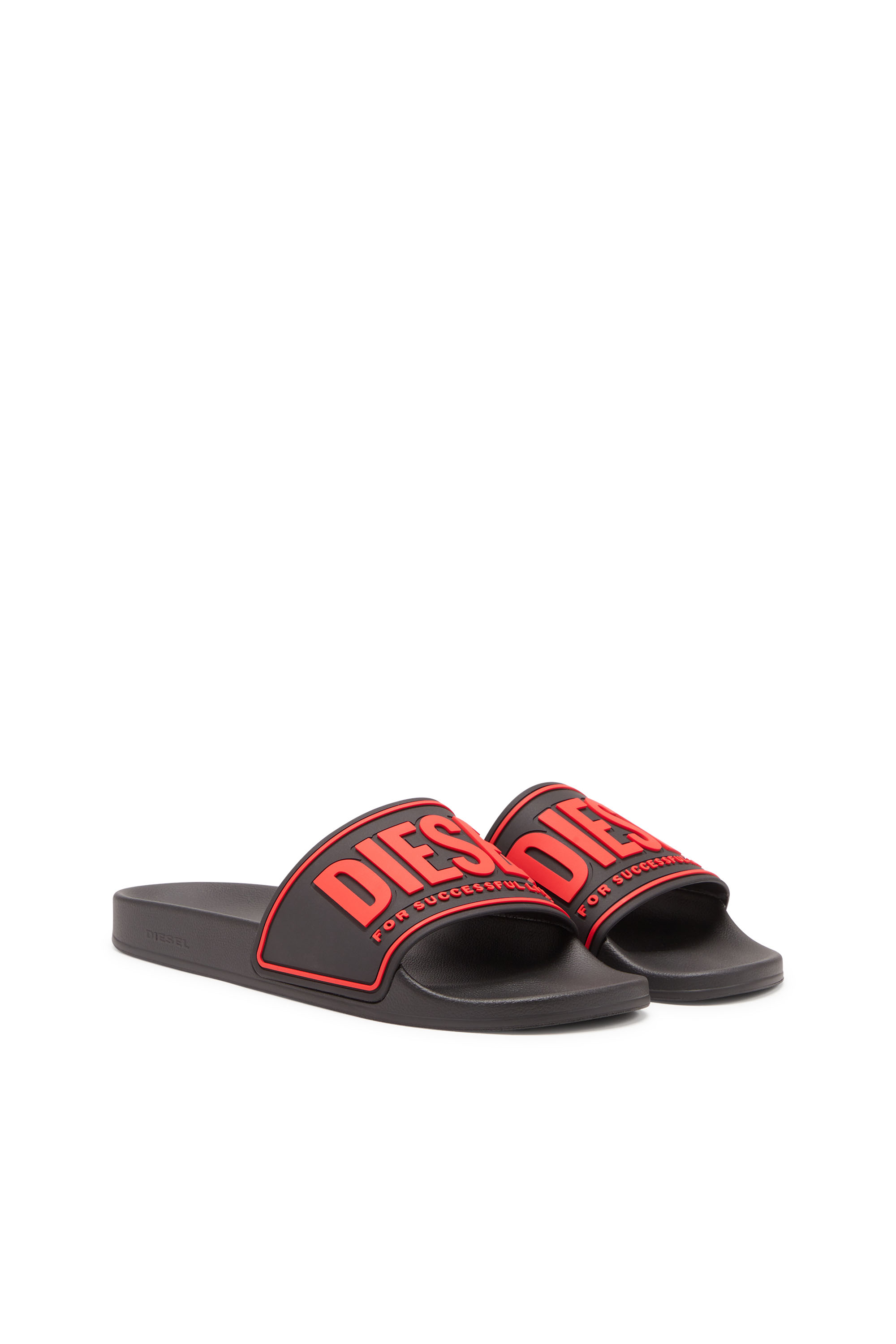Diesel - SA-MAYEMI CC, Man's Sa-Mayemi-Pool slides with 3D logo in Black/Red - 2