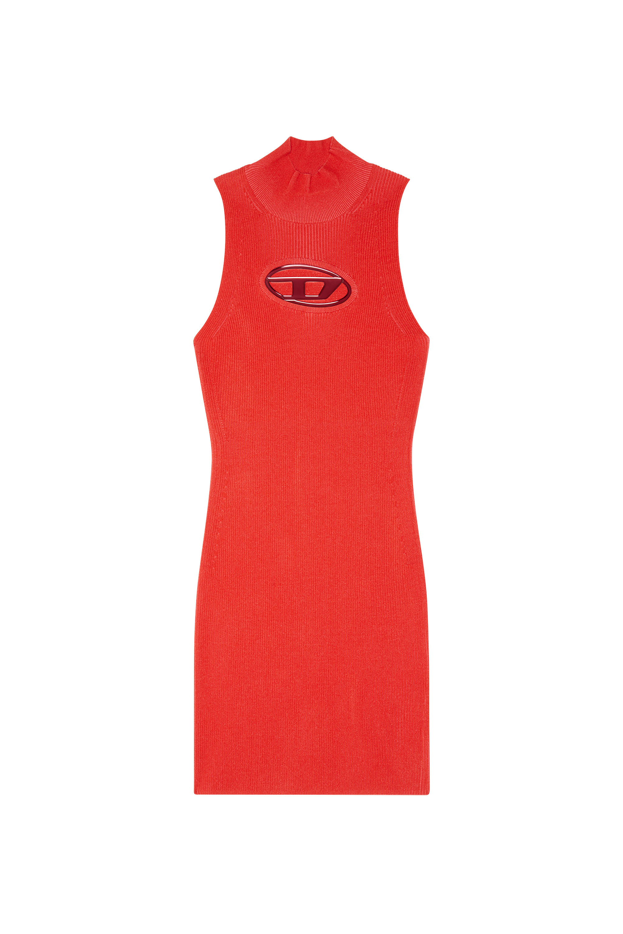 Diesel - M-ONERVA, Woman's Short dress with cut-out and logo plaque in Red - 2