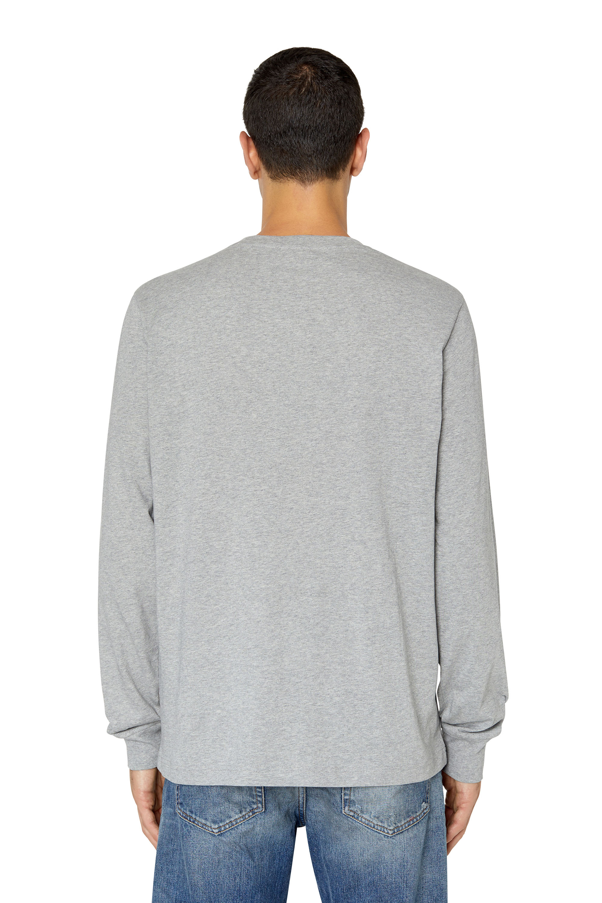 Diesel - T-JUST-LS-DIV, Man's Long-sleeve T-shirt with fleece logo in Grey - 4