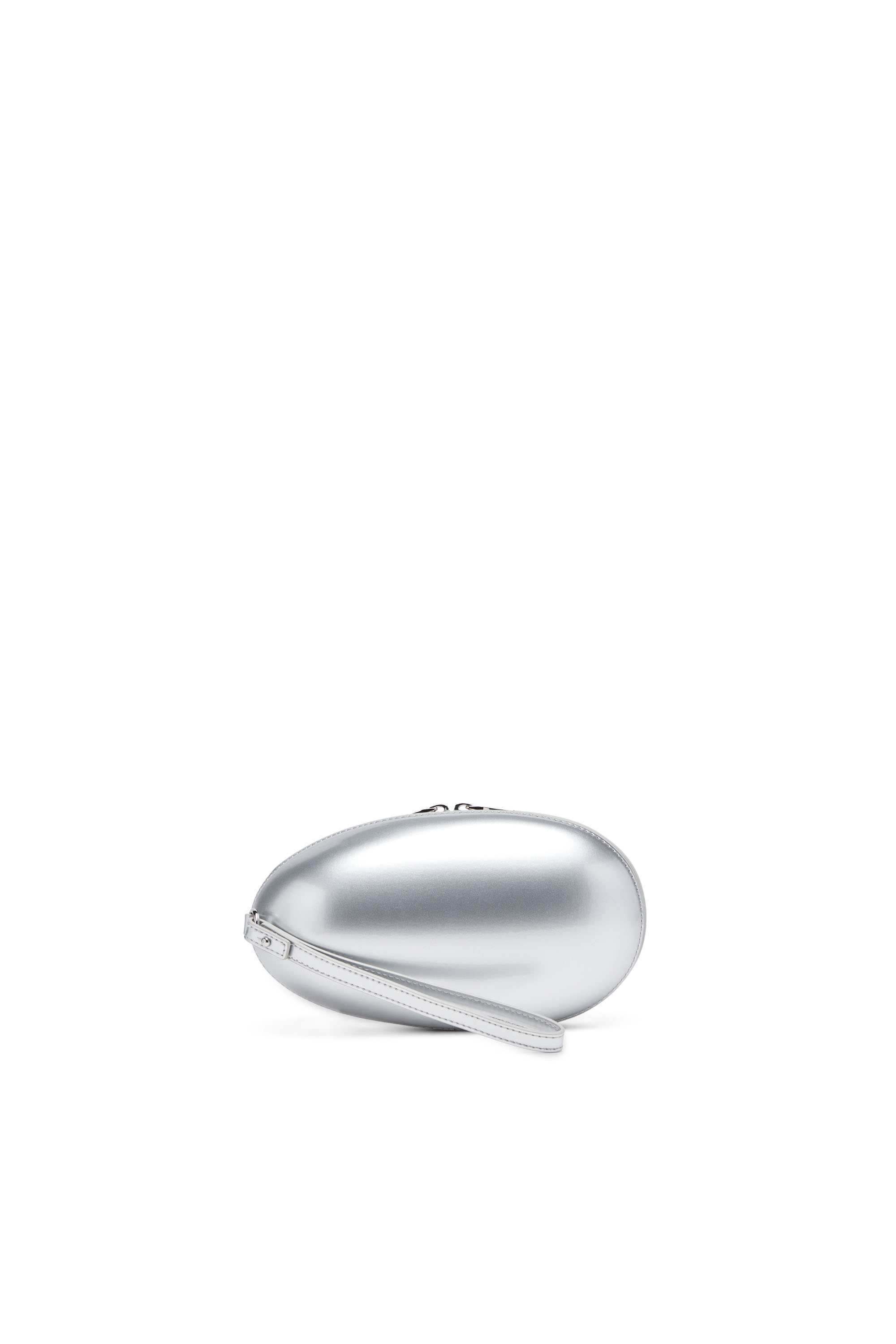 Diesel - 1-DR FOLD CLUTCH, Woman's 1-DR Fold-Structured oval clutch in glossy PU in Silver - 2