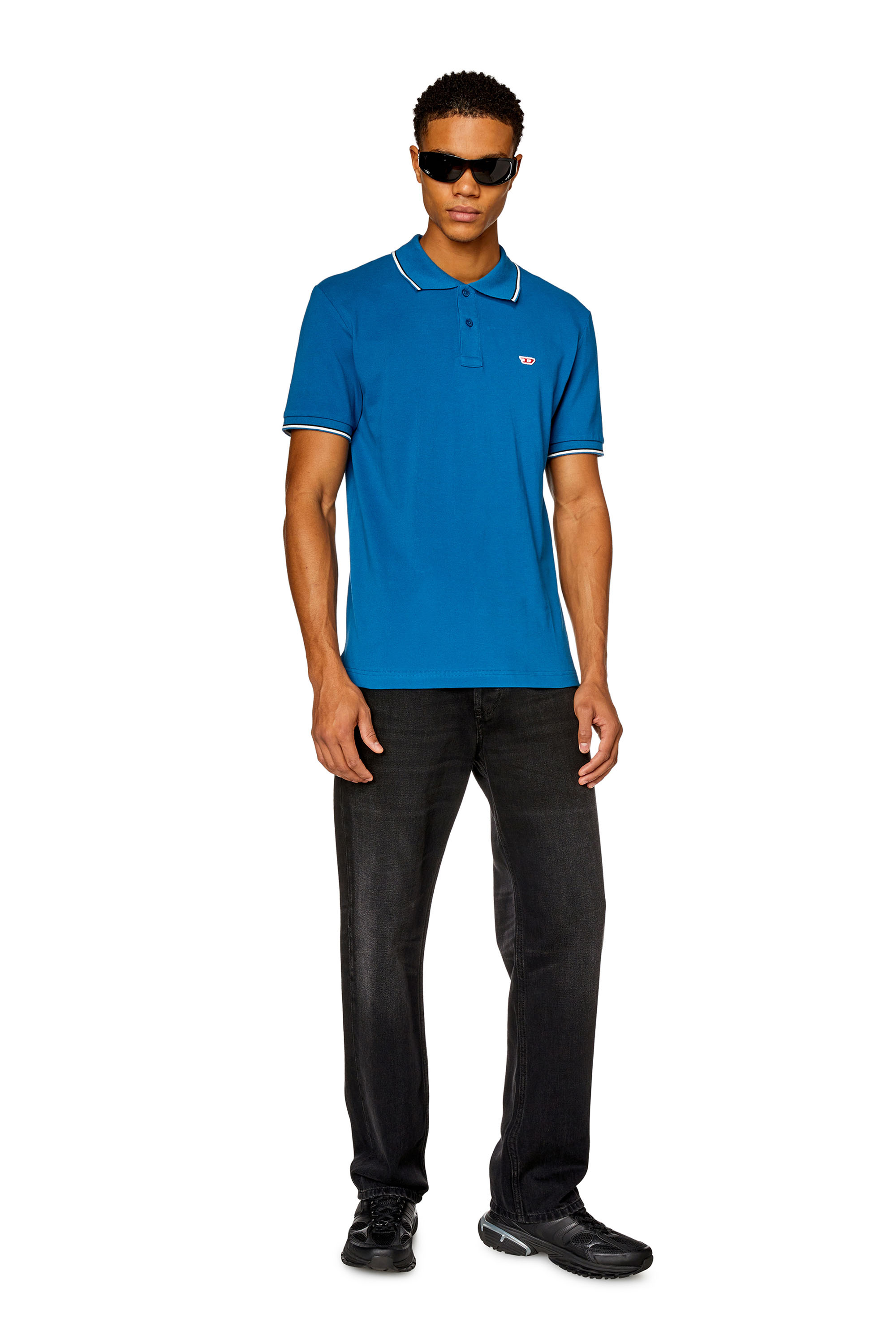 Diesel - T-SMITH-D, Man's Polo shirt with striped trims in Blue - 2