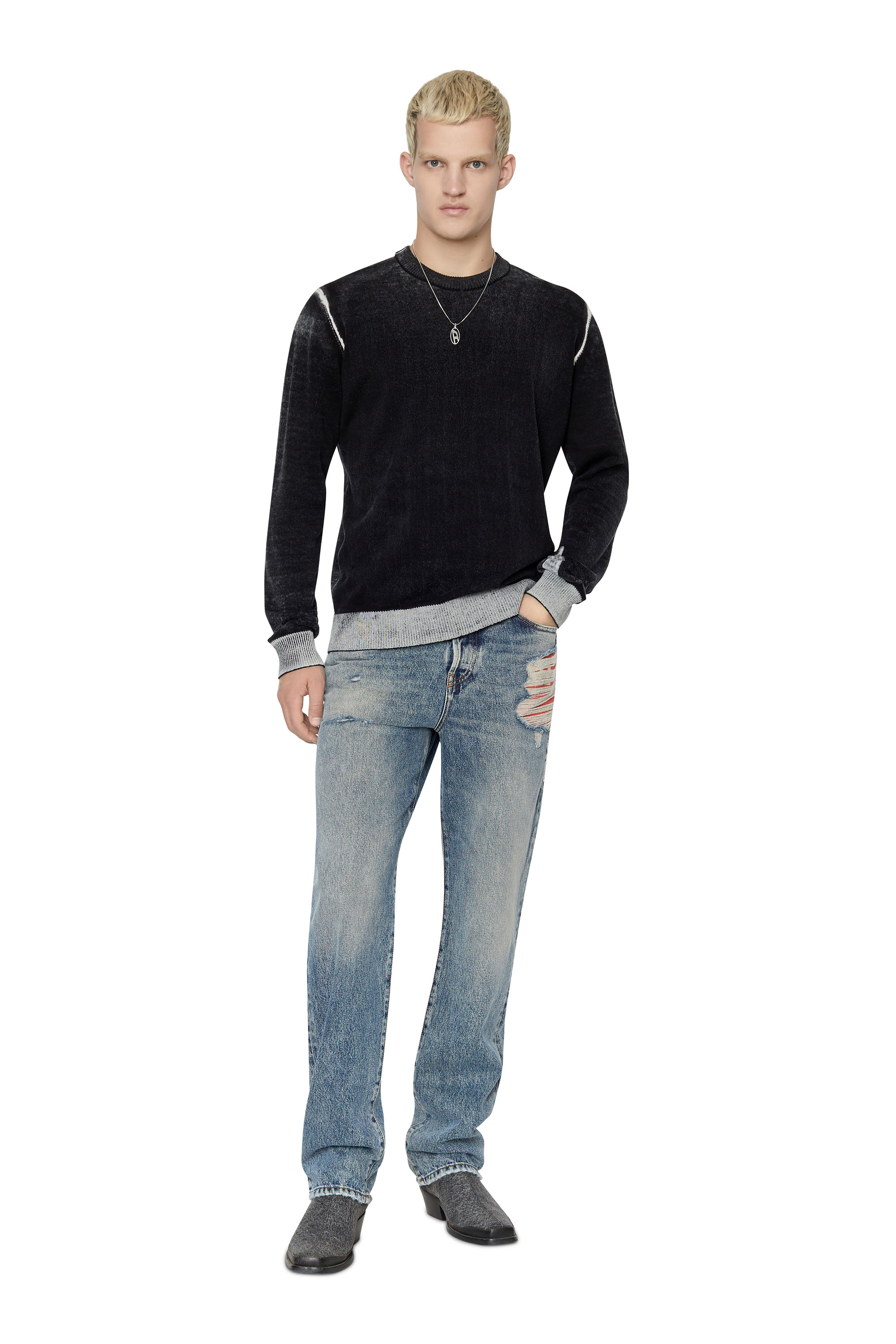 Diesel - K-LARENCE, Man's Printed cotton jumper in Black - 2
