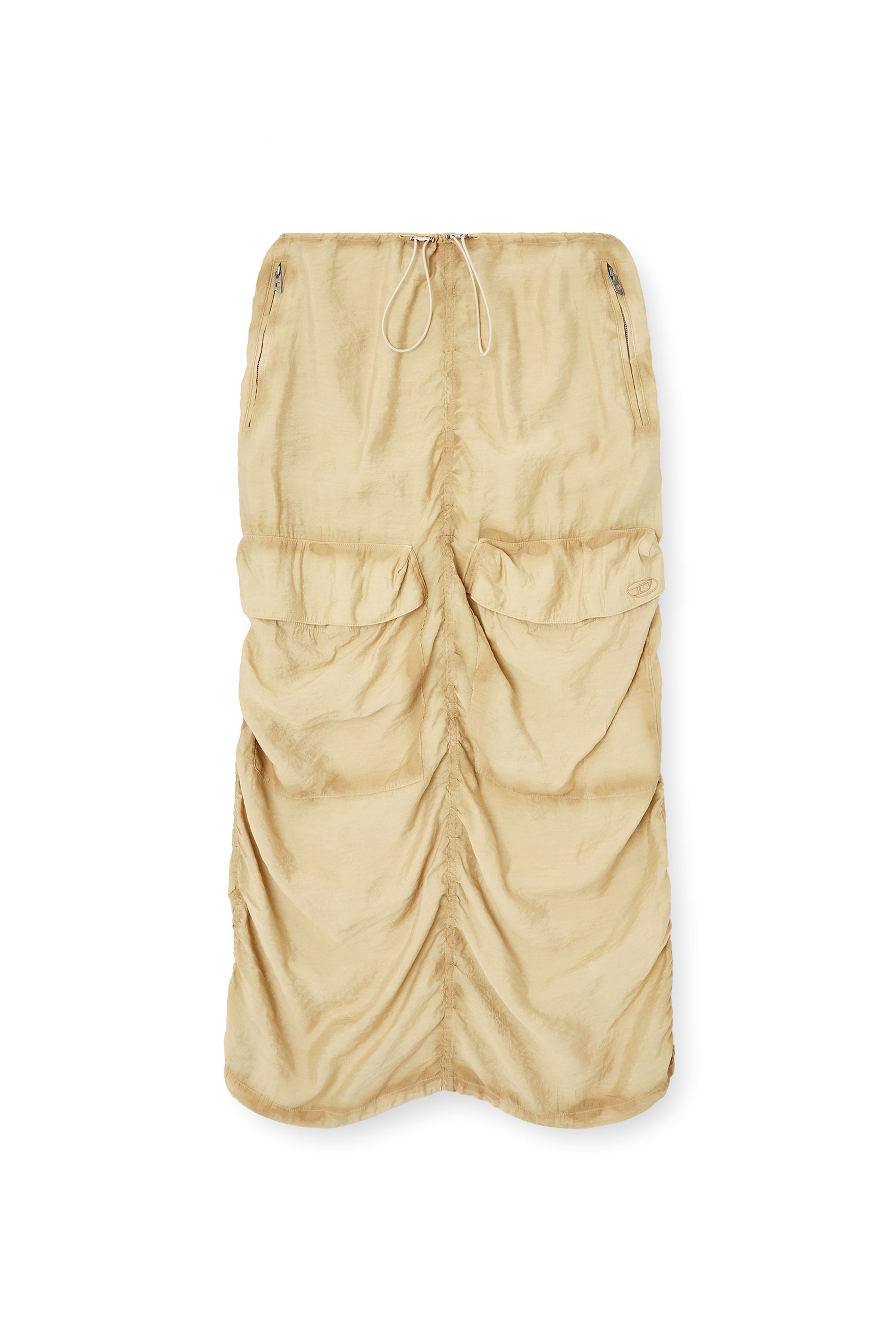 Diesel - O-RACLE, Woman's Cargo midi skirt in treated viscose-nylon in Beige - 3