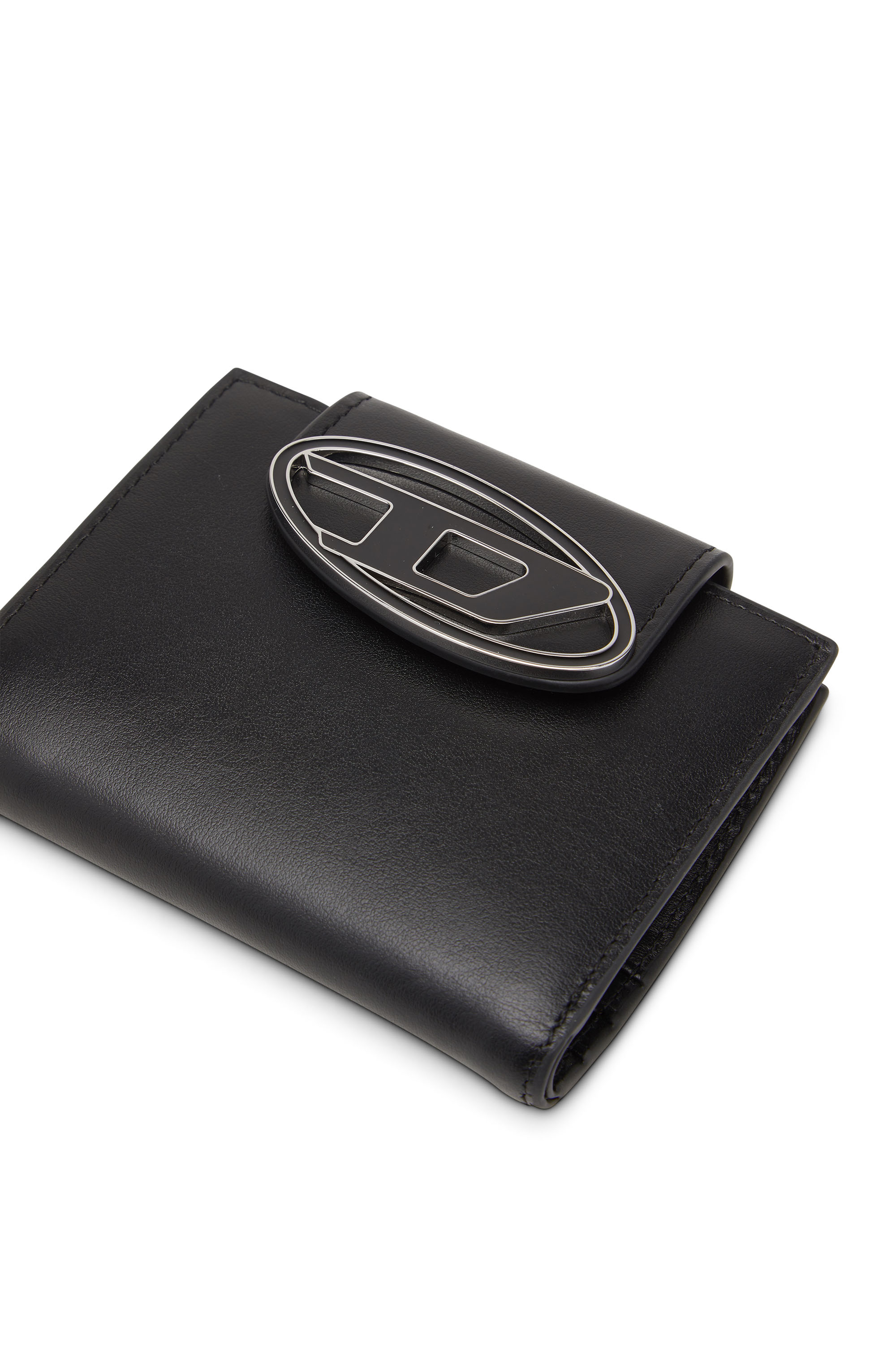 Diesel - CAMILLE, Woman's Wallet in nappa leather with logo plaque in Black - 4