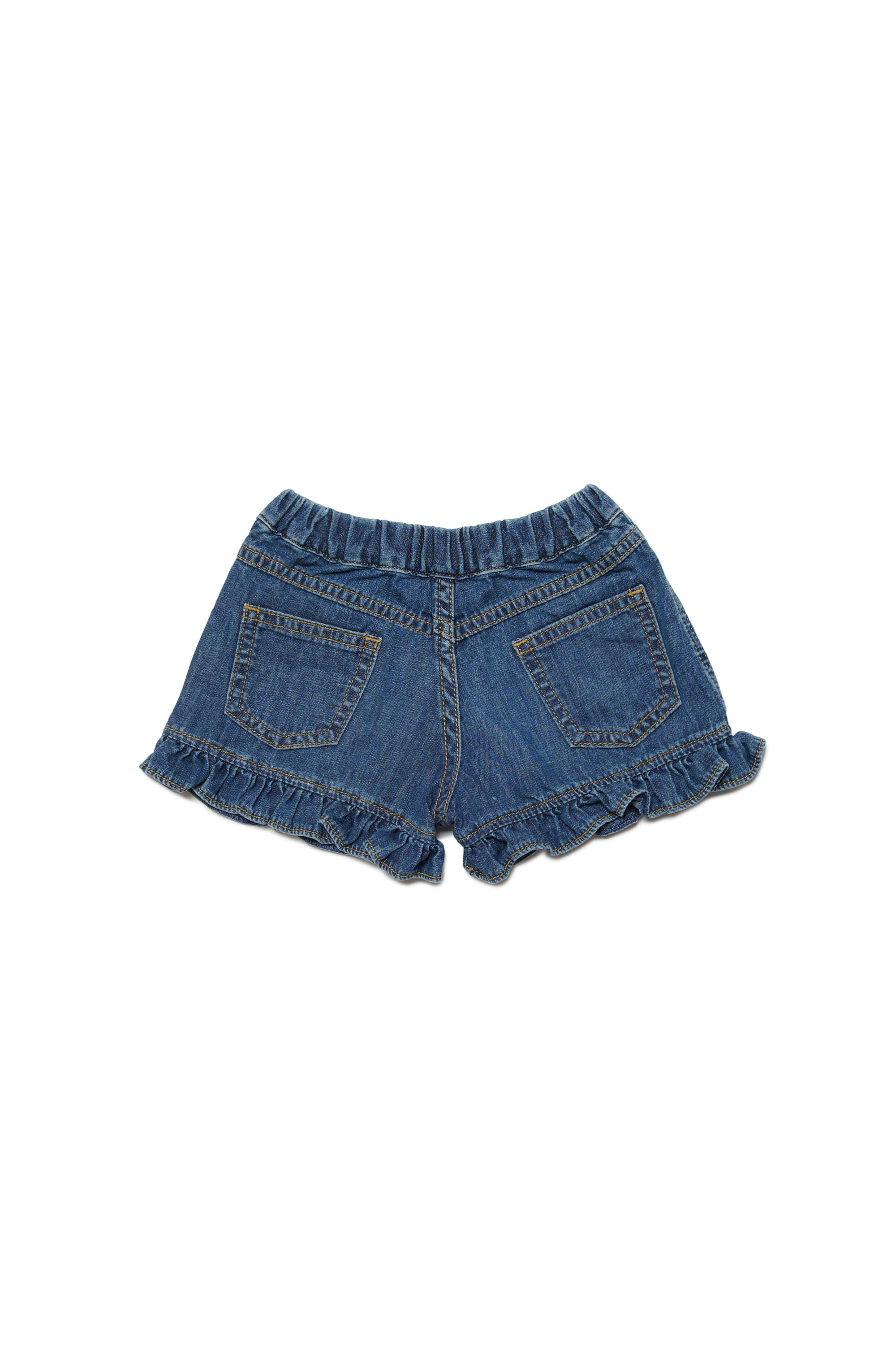 Diesel - PSWEETIB, Woman's Ruffled denim shorts in Dark Blue - 2