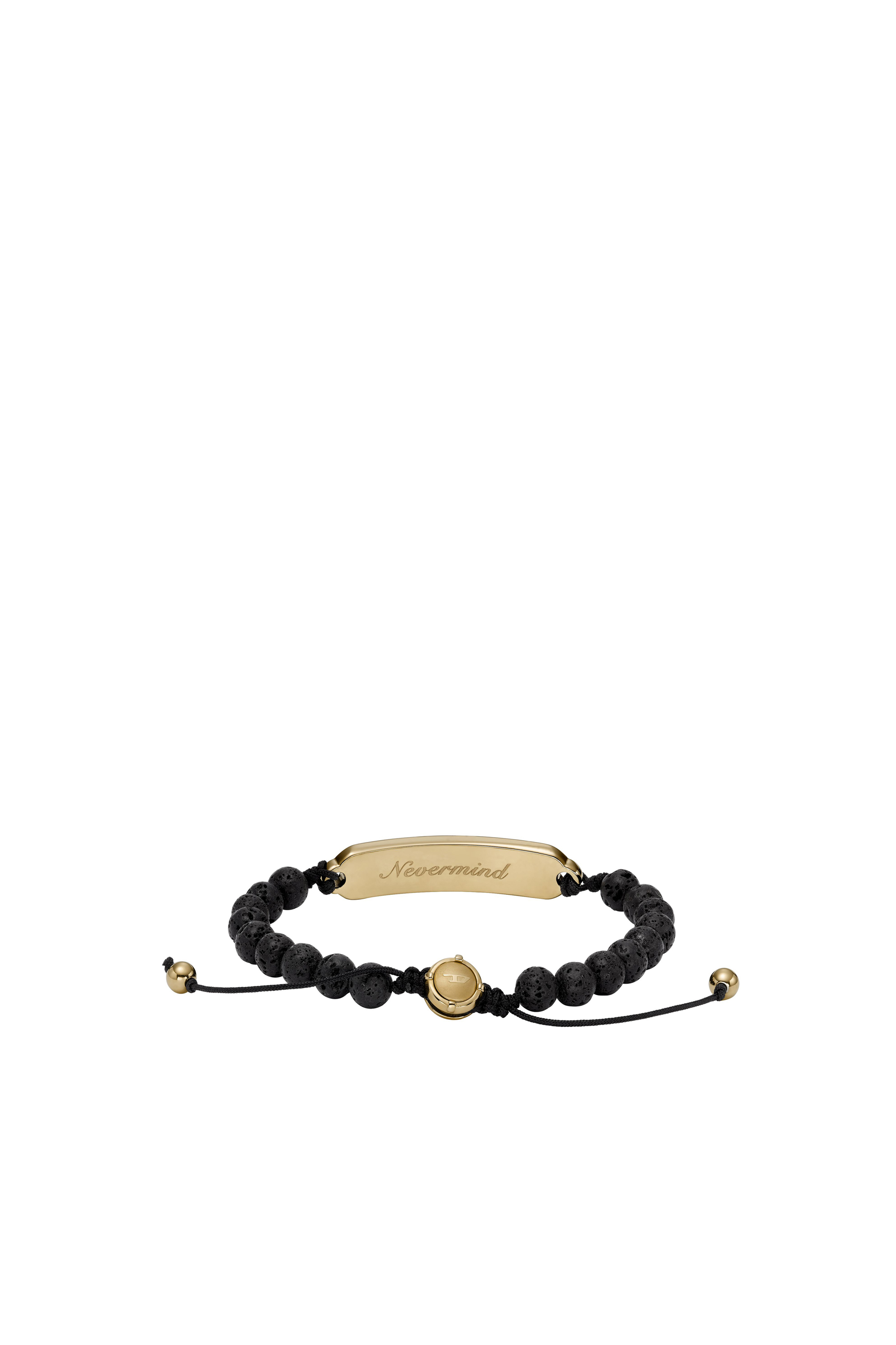 Diesel - DX1404, Unisex's Black Lava Stone Beaded Bracelet in Gold/Black - 2