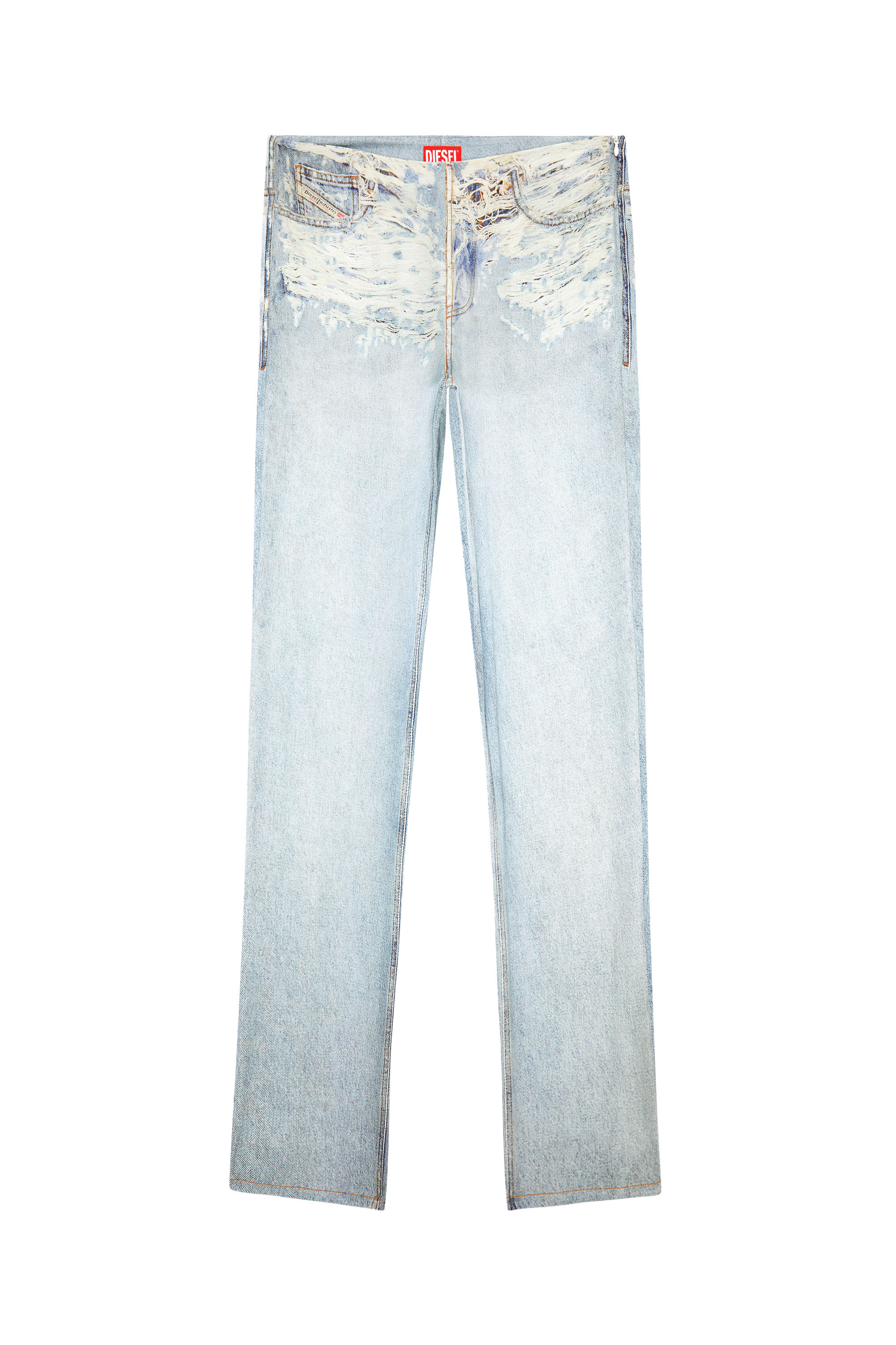 Diesel - P-SARKY, Woman's Fluid pants with denim print in Light Blue - 3