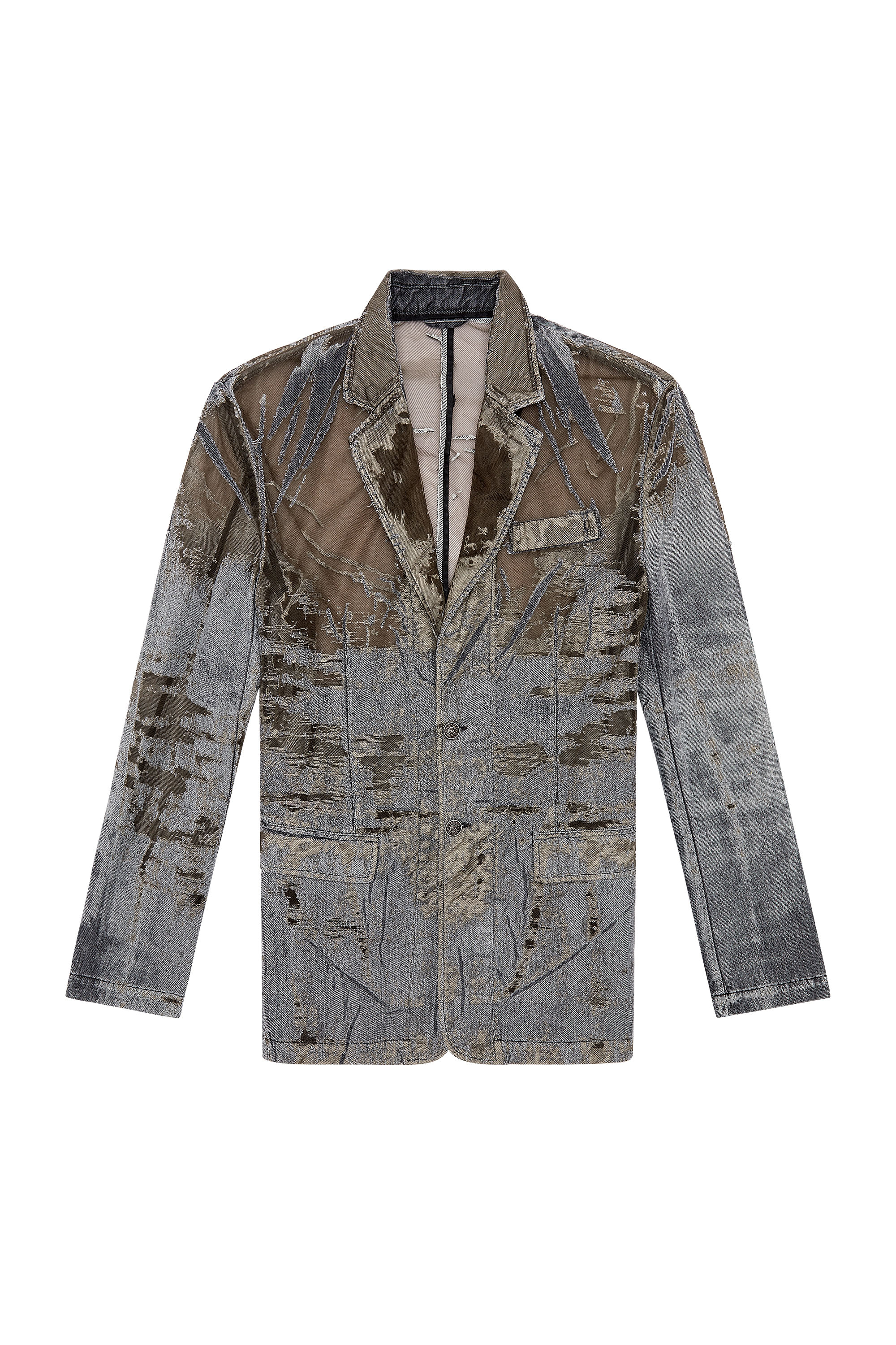 Diesel - D-BLAZ-FSD1, Man's Denim blazer with devoré in Black - 3