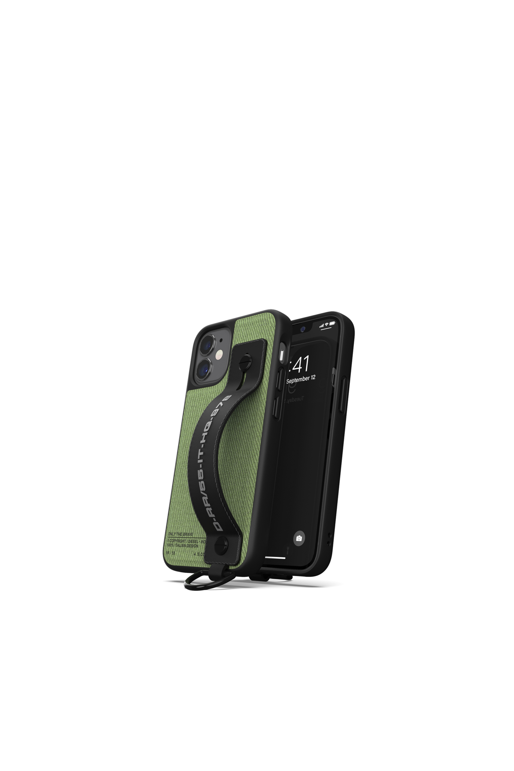 Diesel - 44290  HANDSTRAP CASE, Unisex's Handstrap case utility twill for iPhone 12 mini in Green - 3