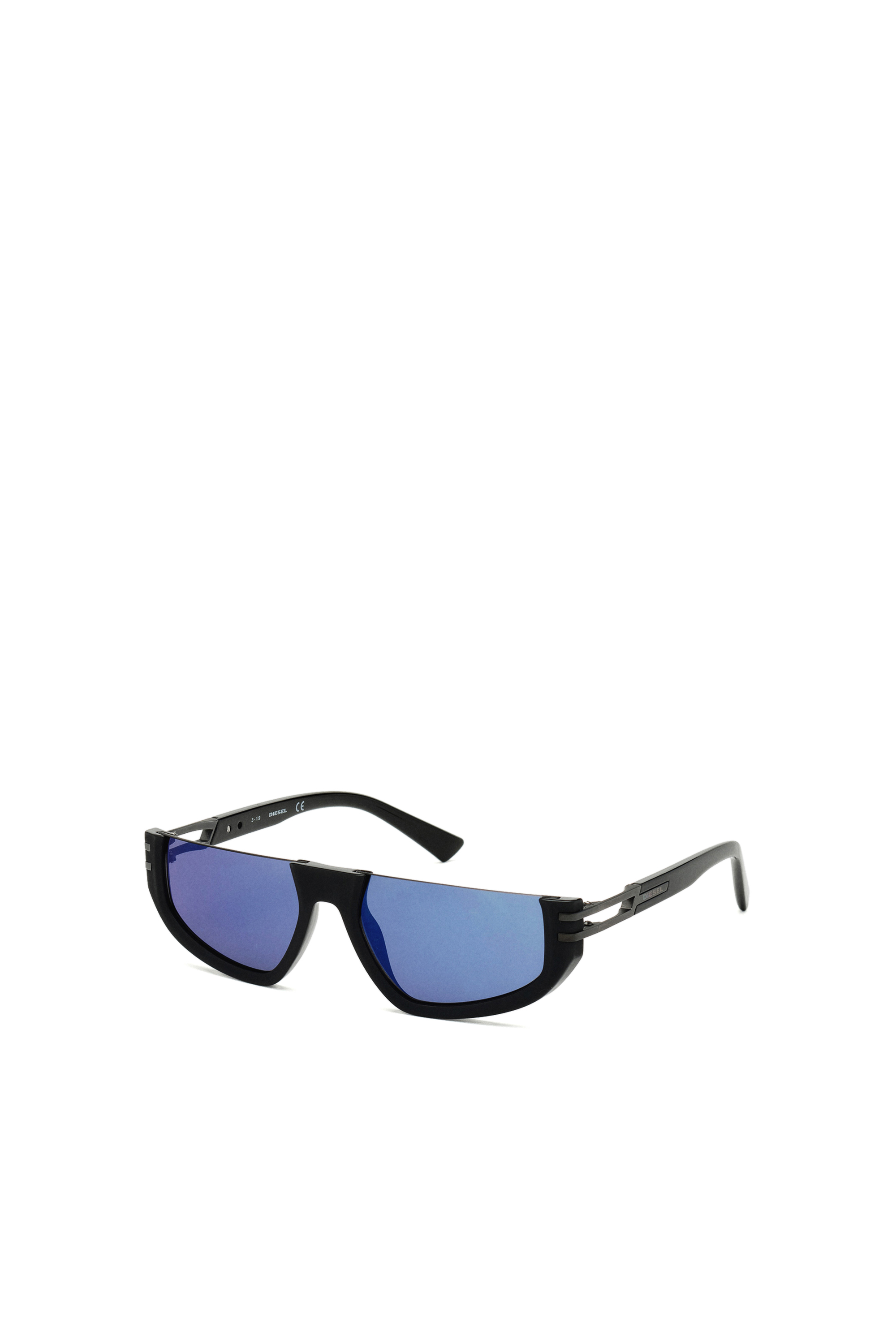 Diesel - DL0315, Man's Wraparound frame with mirror lenses in Black - 3