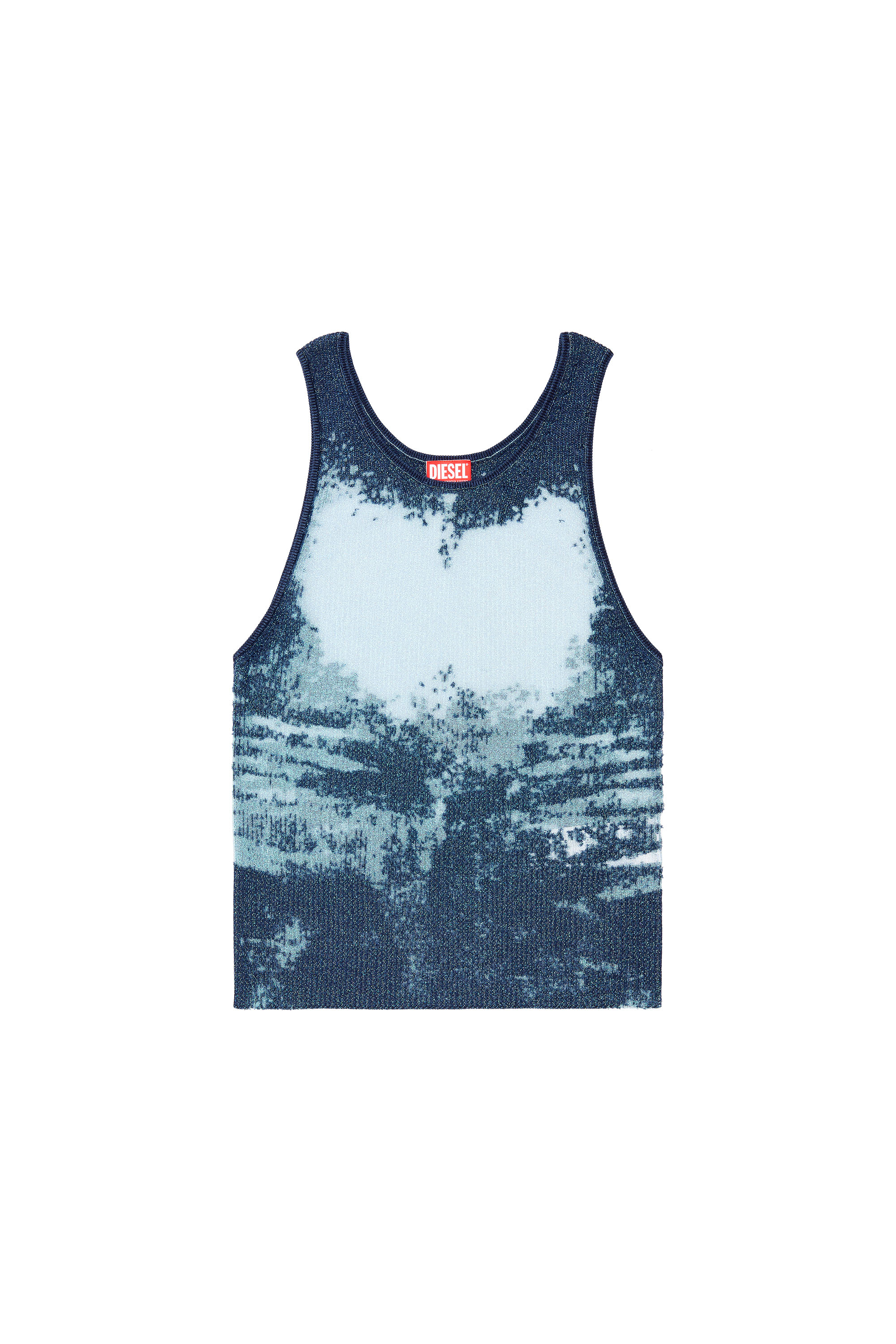 Diesel - K-BOSSINO, Man's Tank top in devoré metallic knit in Blue - 3