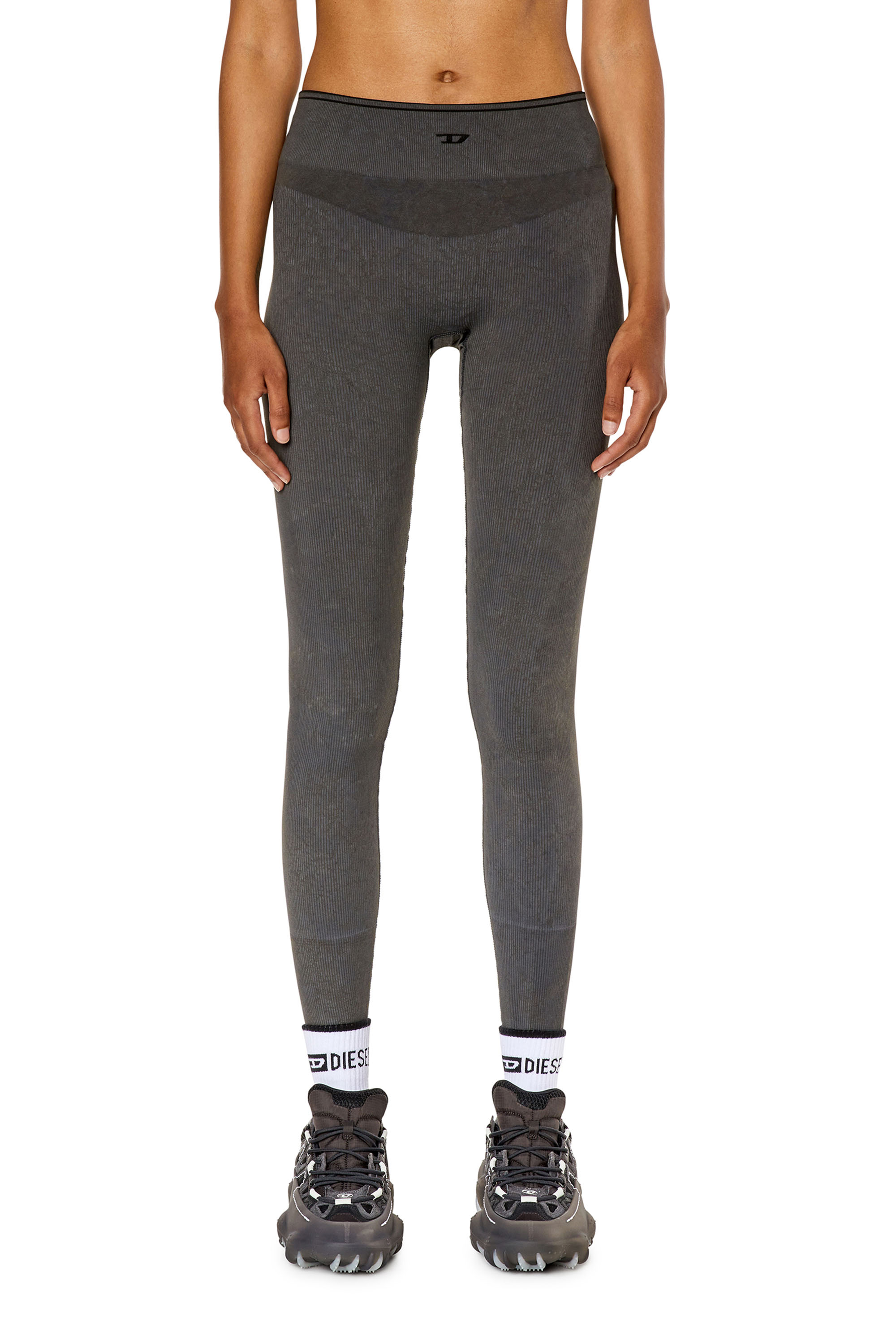 Diesel - AWSB-EFFIE-WT08, Woman's Ribbed light-support leggings in Dark grey - 1