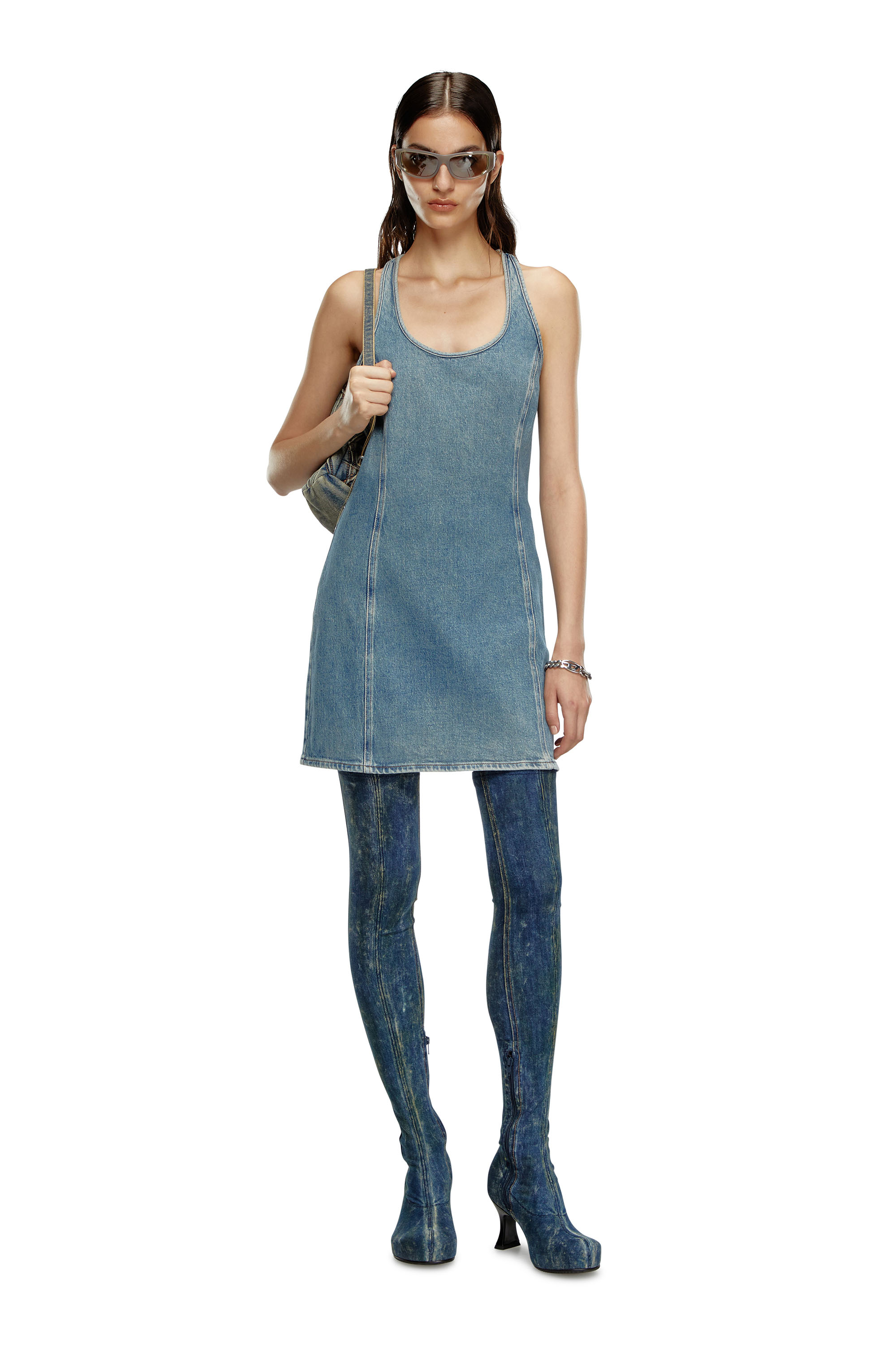 Diesel - DE-ARLYN-D, Woman's Denim tank dress in Light Blue - 2