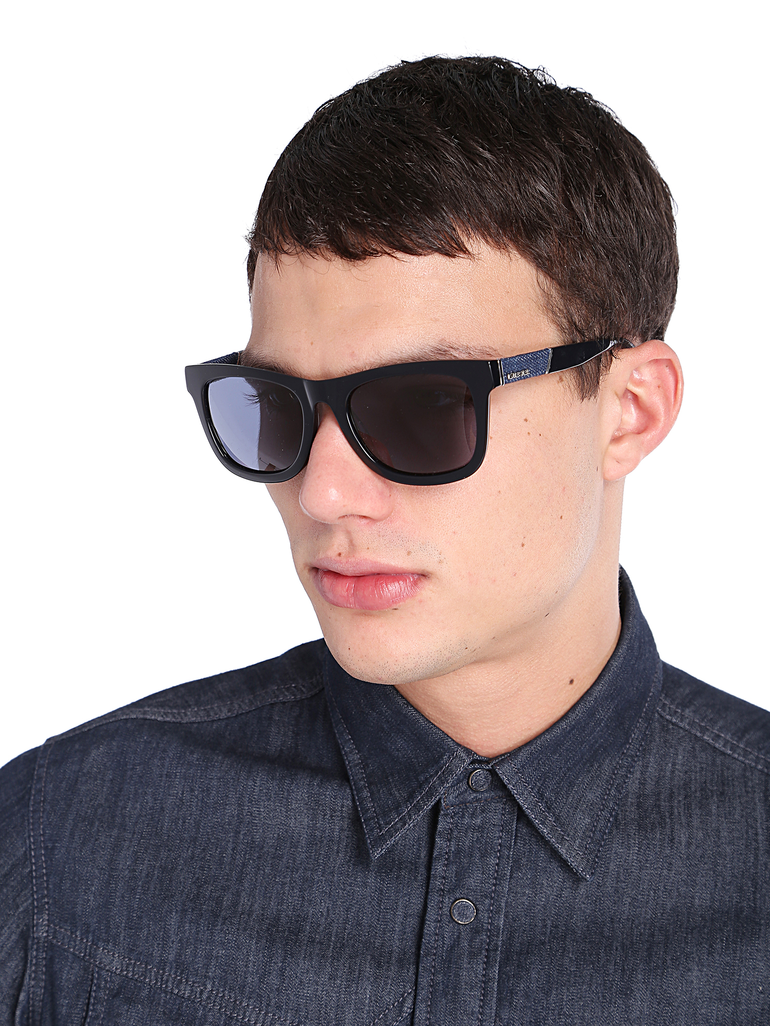 Diesel - DM0050, Man's Eyewear with unique denim insert in Black - 1