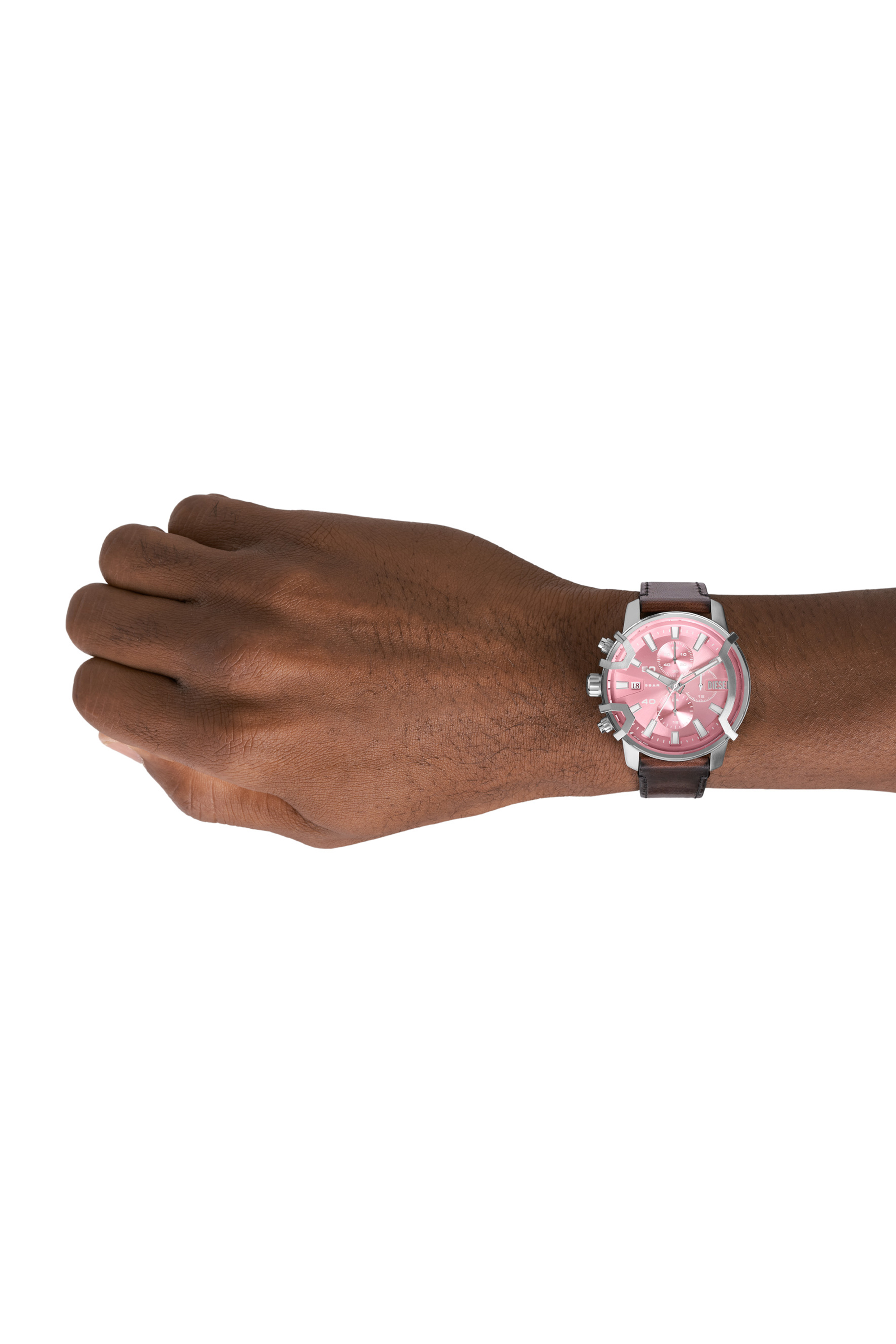 Diesel - DZ4602, Unisex's Griffed Chronograph Brown Leather Watch in Brown - 4