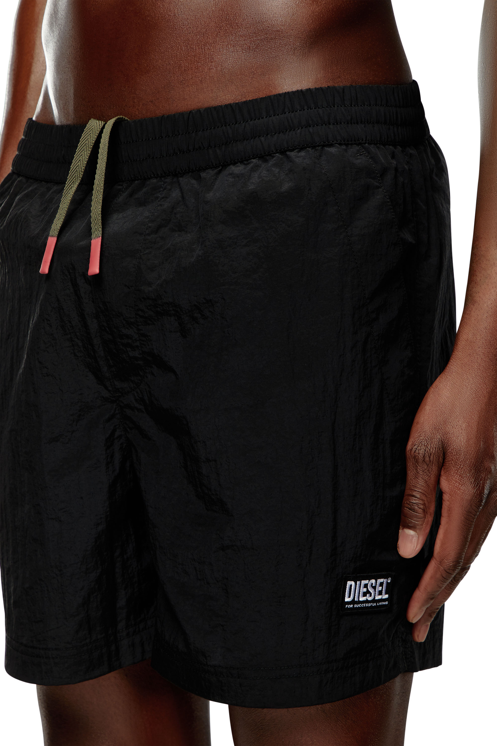 Diesel - BMBX-RIO-41CM-PARACHUTE, Man's Board shorts in crinkled fabric in Black - 4