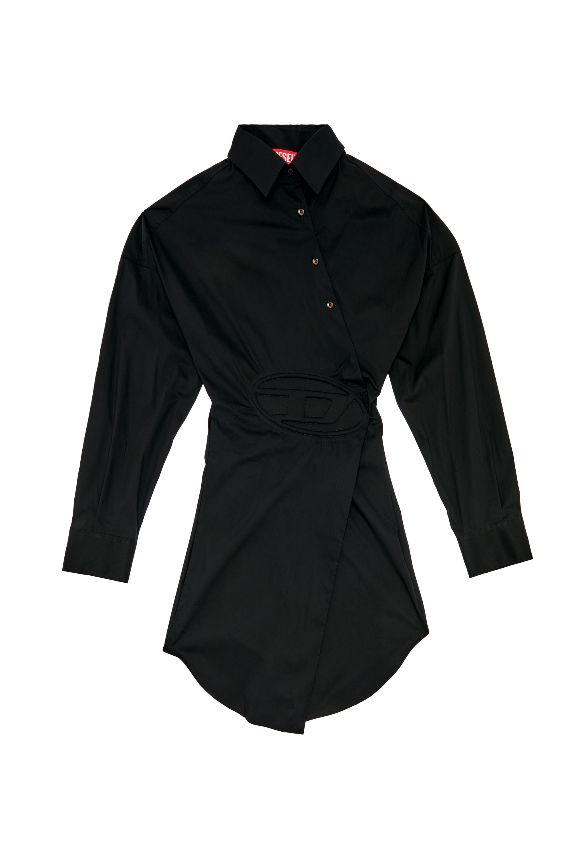 Diesel - D-SIZEN-N1, Woman's Short shirt dress in stretch poplin in Black - 2