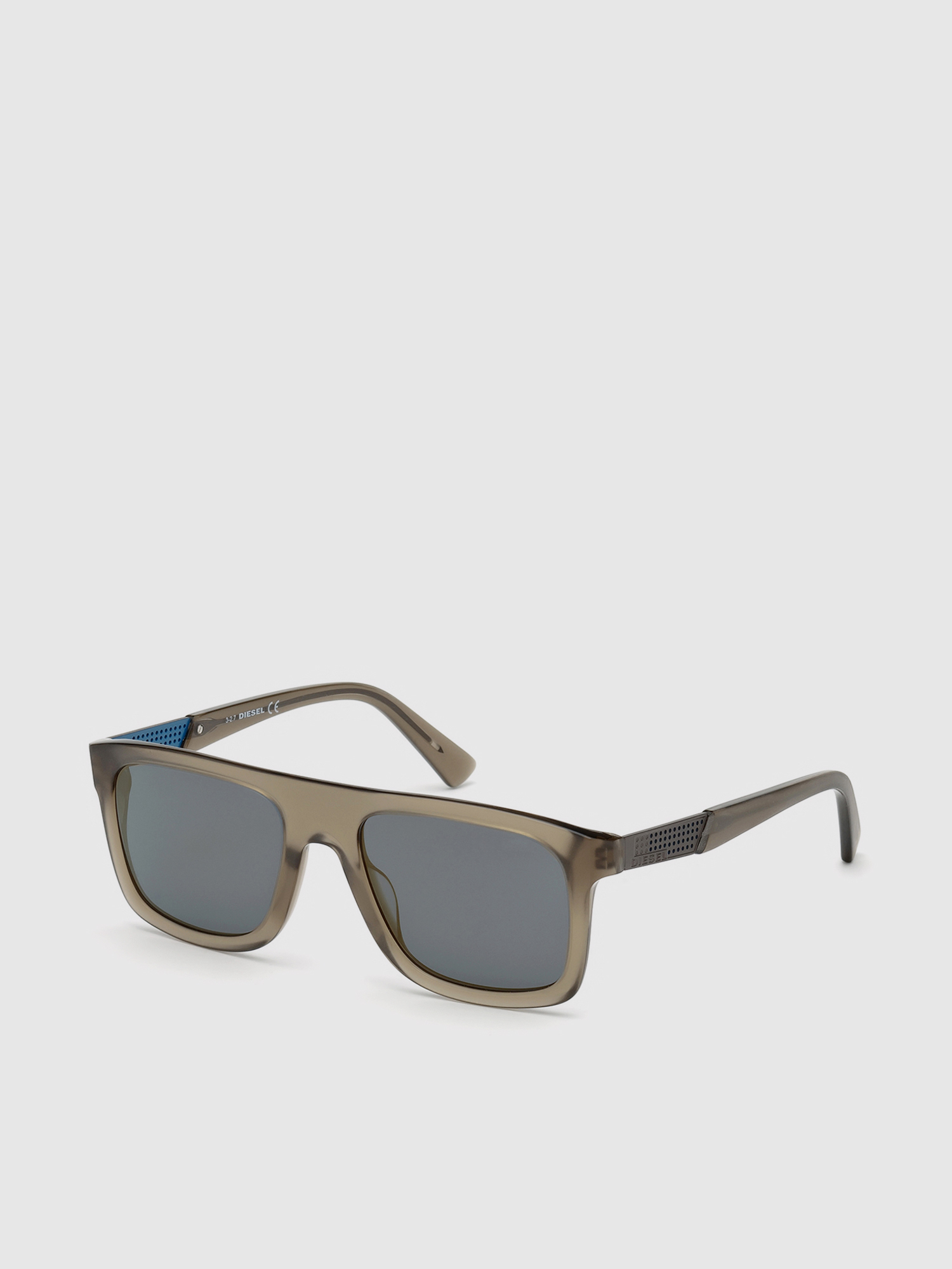 Diesel - DL0268, Man's Square eyewear with metal plaque in Brown - 3