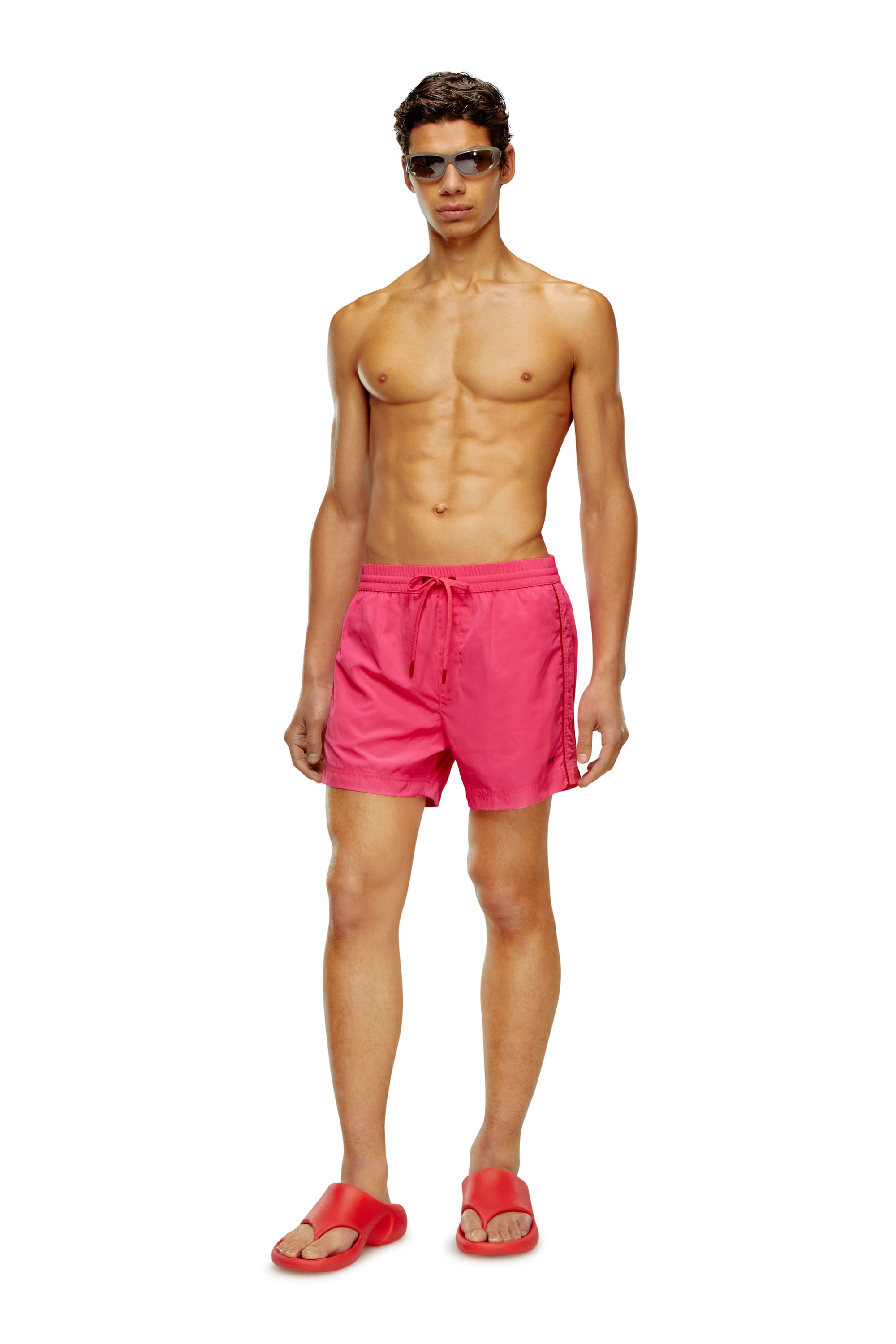 Diesel - BMBX-KEN-37, Man's Mid-length swim shorts with piping in Pink - 1