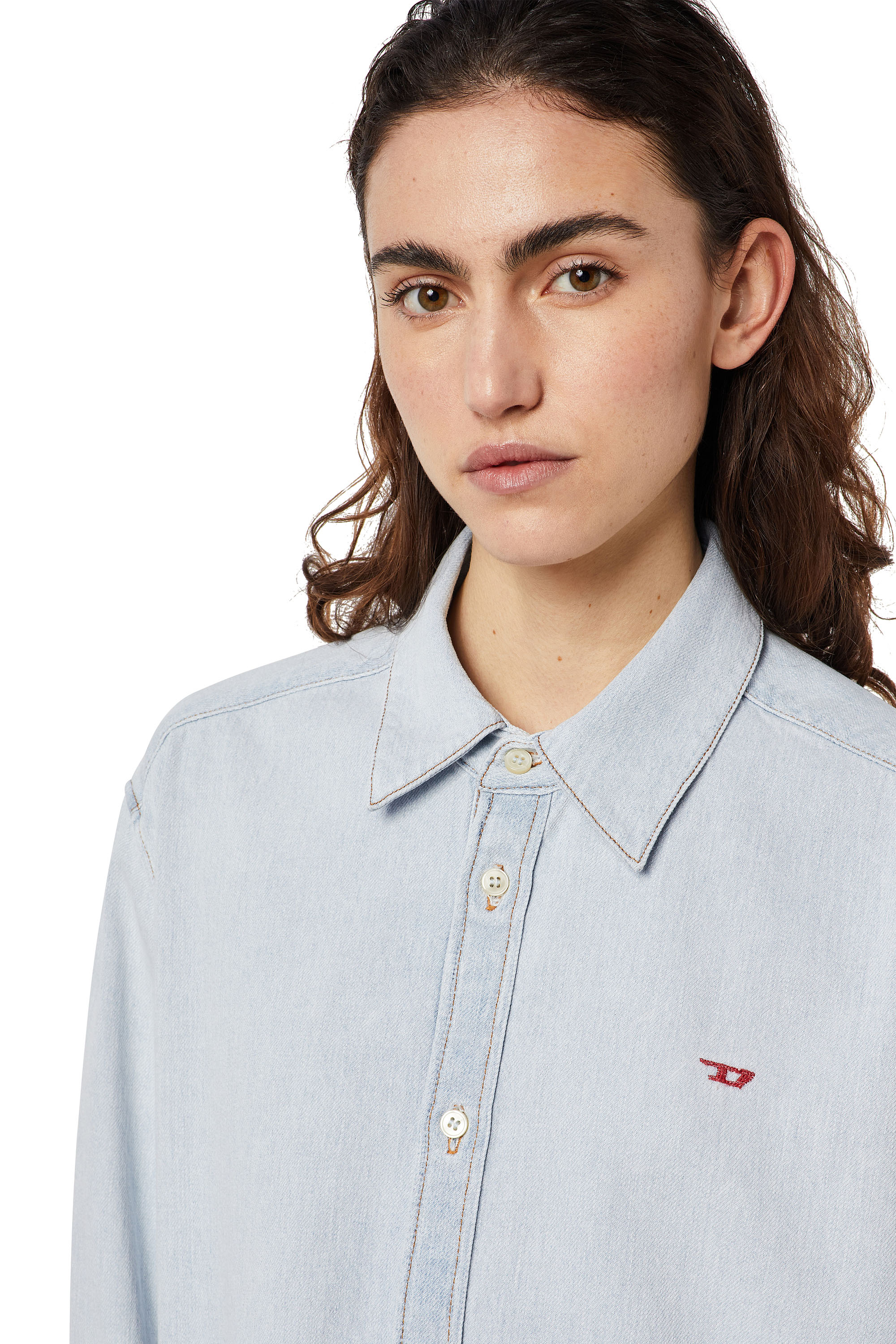 Diesel - DE-BLEX SHIRT DRESS, Woman's Shirt dress in denim in Light Blue - 3