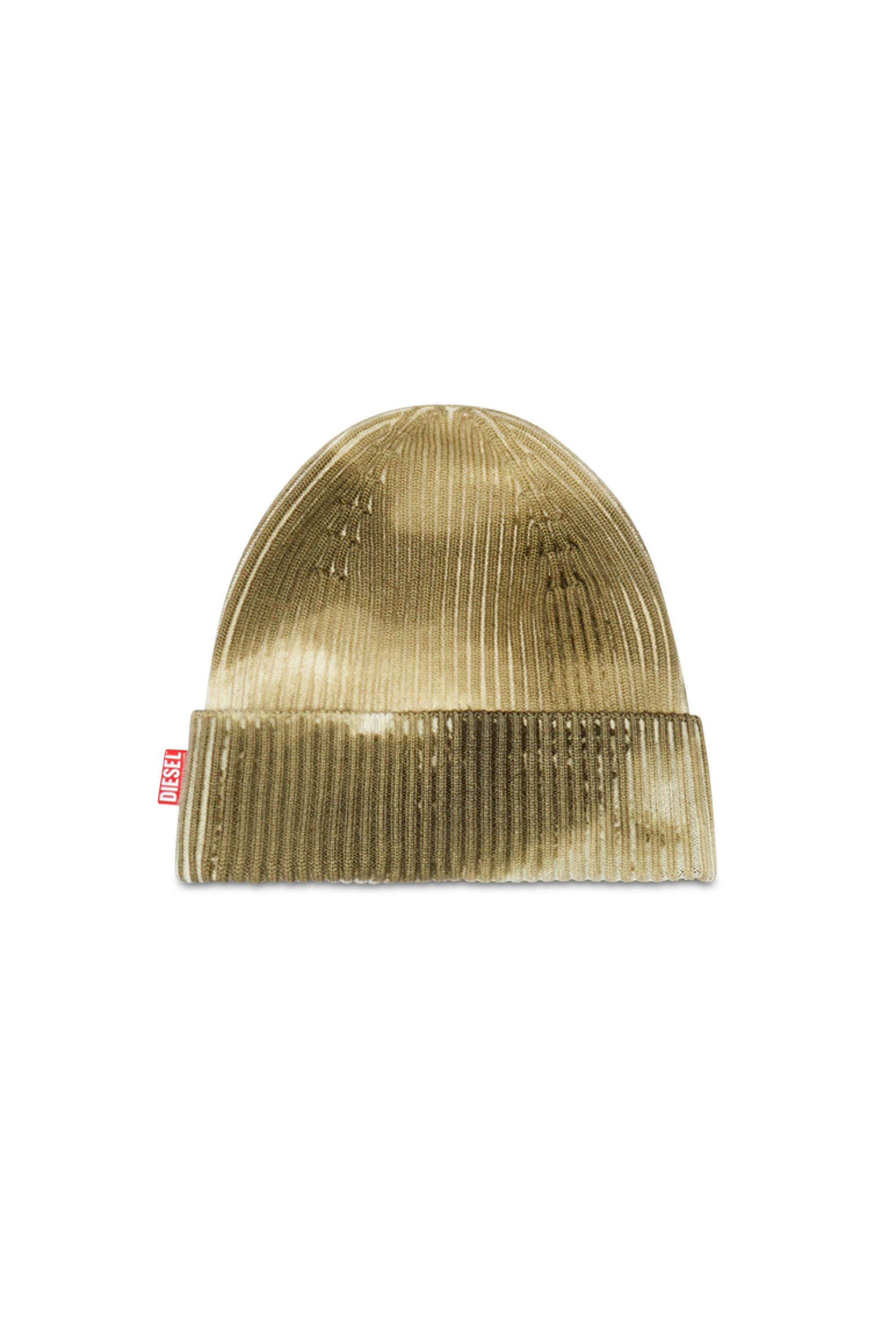 Diesel - K-GREATY, Unisex's Wool beanie with camo print in Olive Green - 2