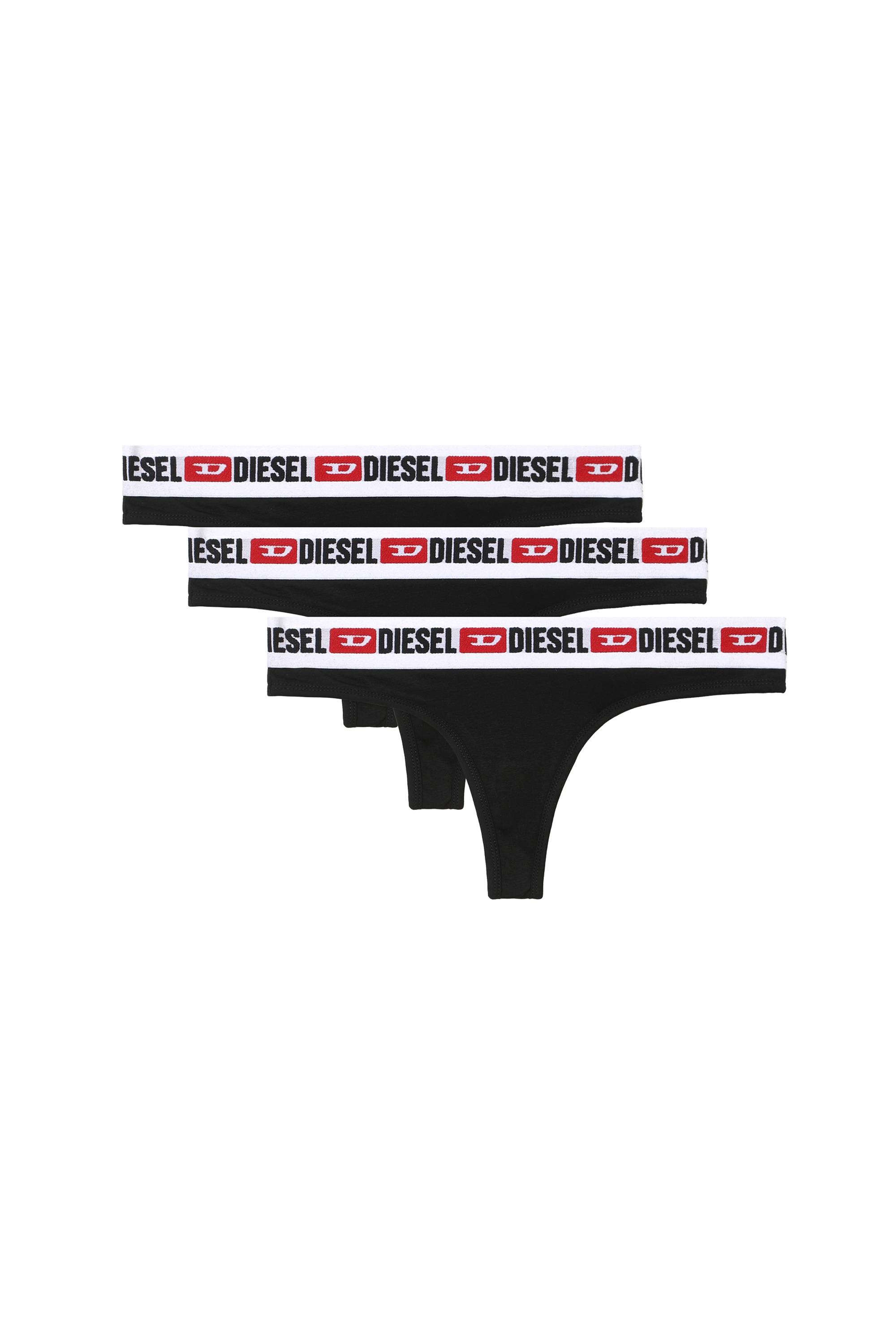 Diesel - UFST-STARS-THREEPACK, Woman's Three-pack of Denim Division thongs in Black - 1