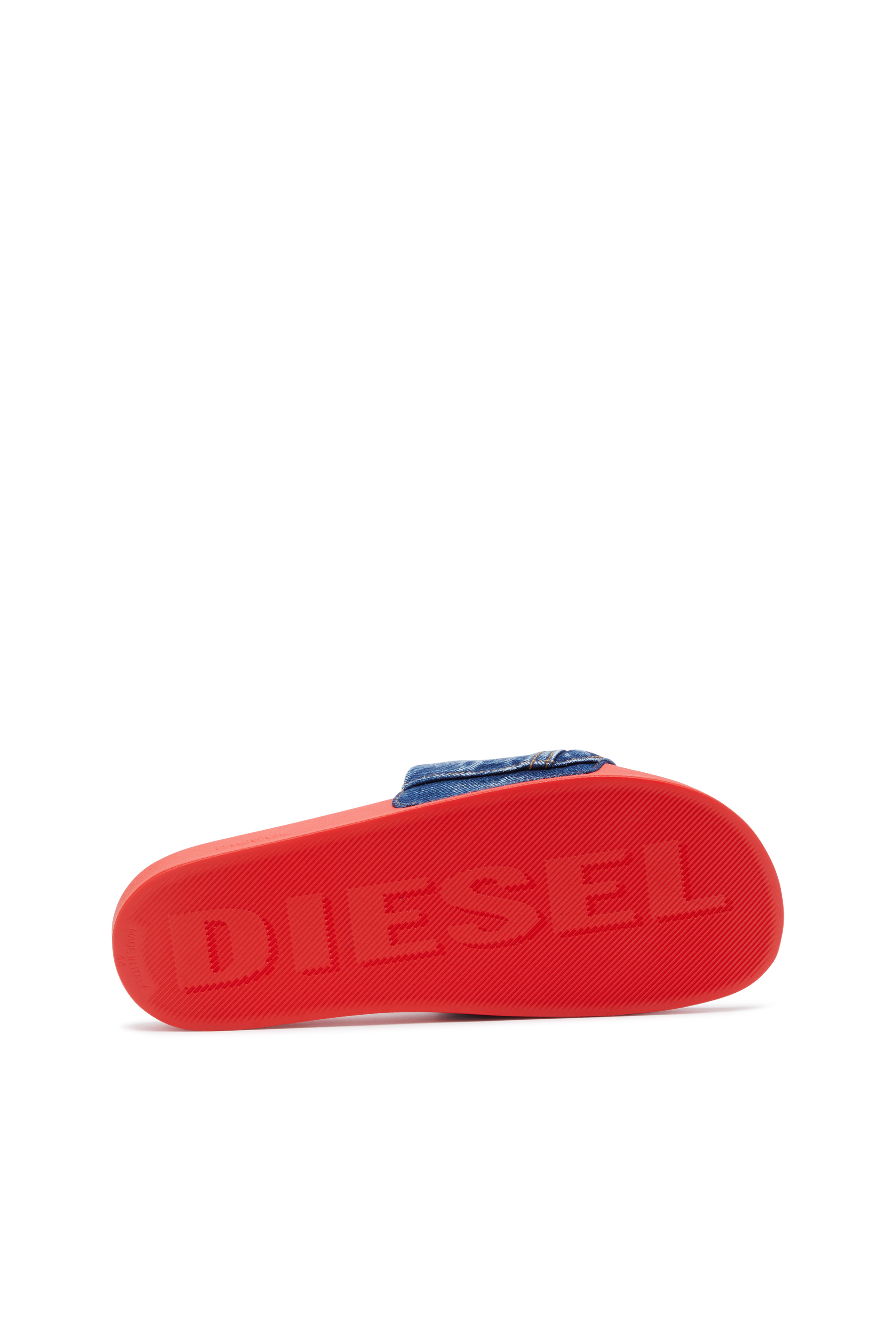 Diesel - SA-MAYEMI PK, Man's Sa-Mayemi PK - Denim pool slides with utility pockets in Blue/Red - 4