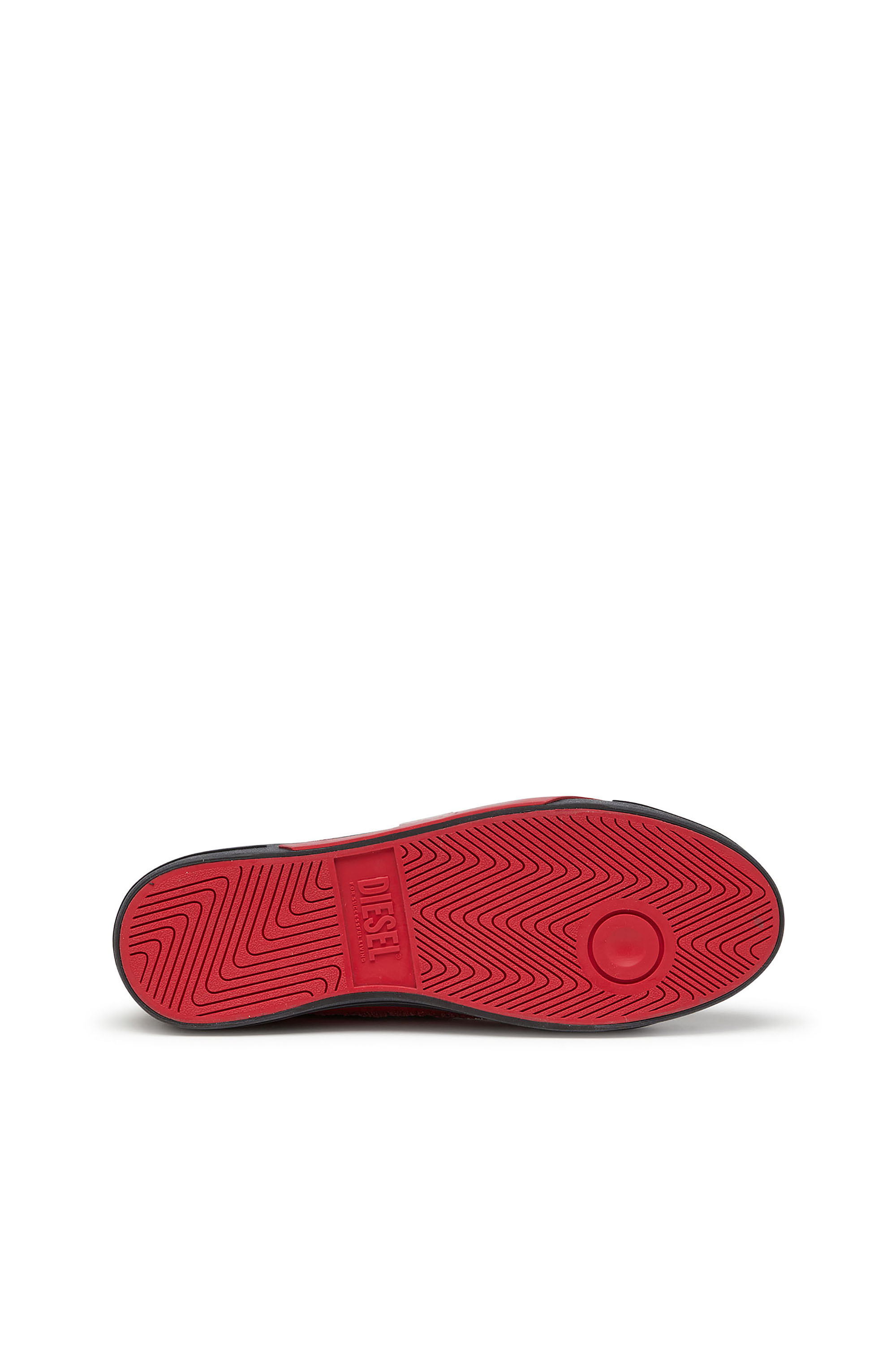 Diesel - S-D-VERSE MID II, Man's Distressed high-top sneakers in canvas in Black/Red - 4