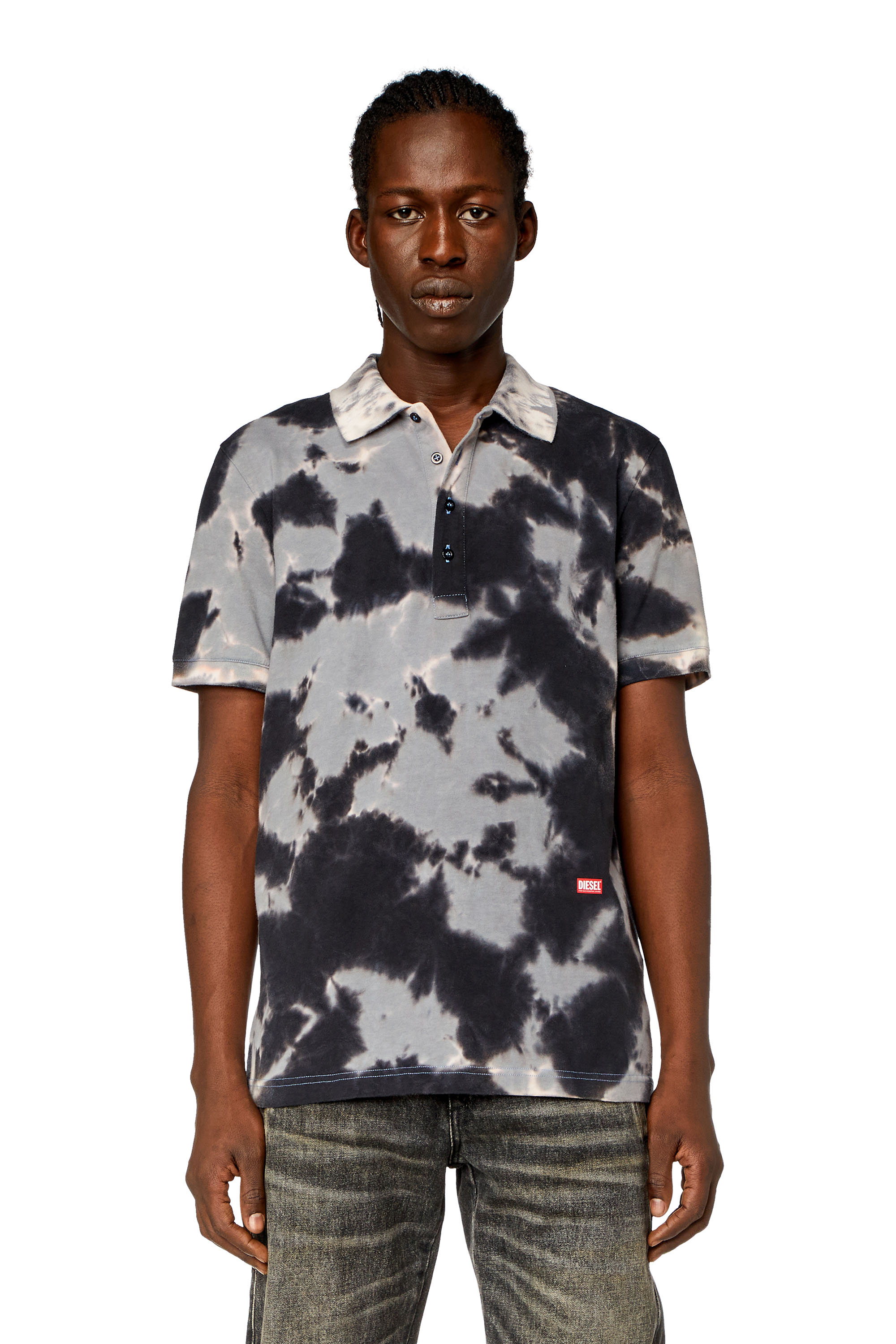 Diesel - T-GIAC, Man's Tie-dyed jersey polo shirt in Black - 1