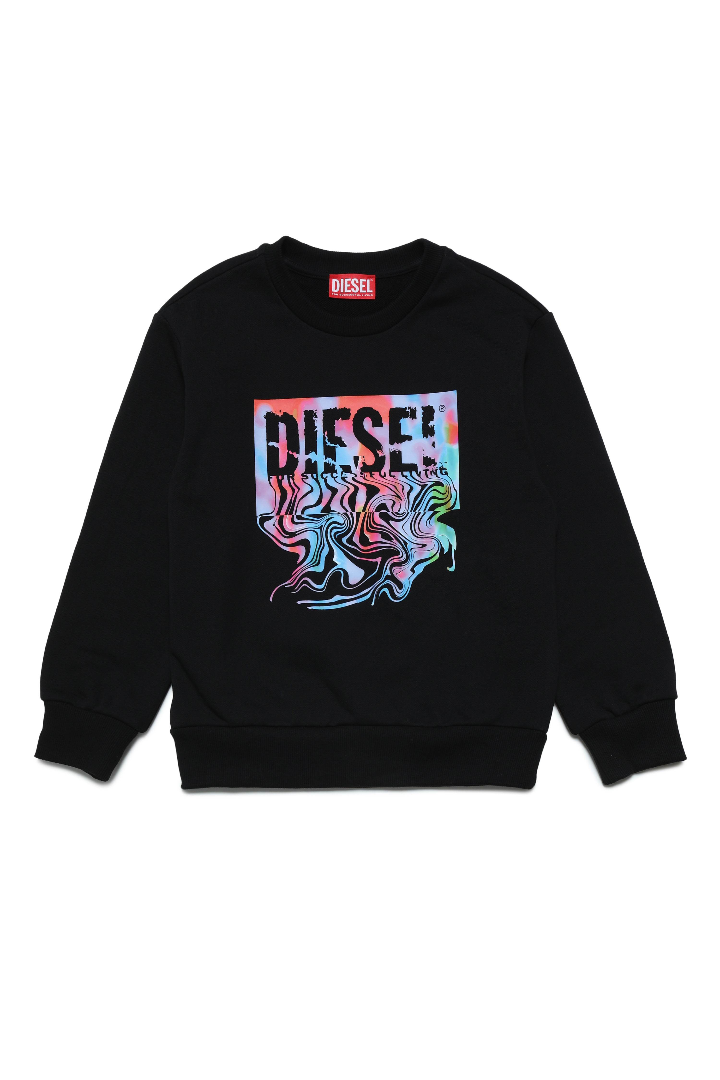 Diesel - SCOM OVER, Unisex's Sweatshirt with fluid Diesel print in Black - 1
