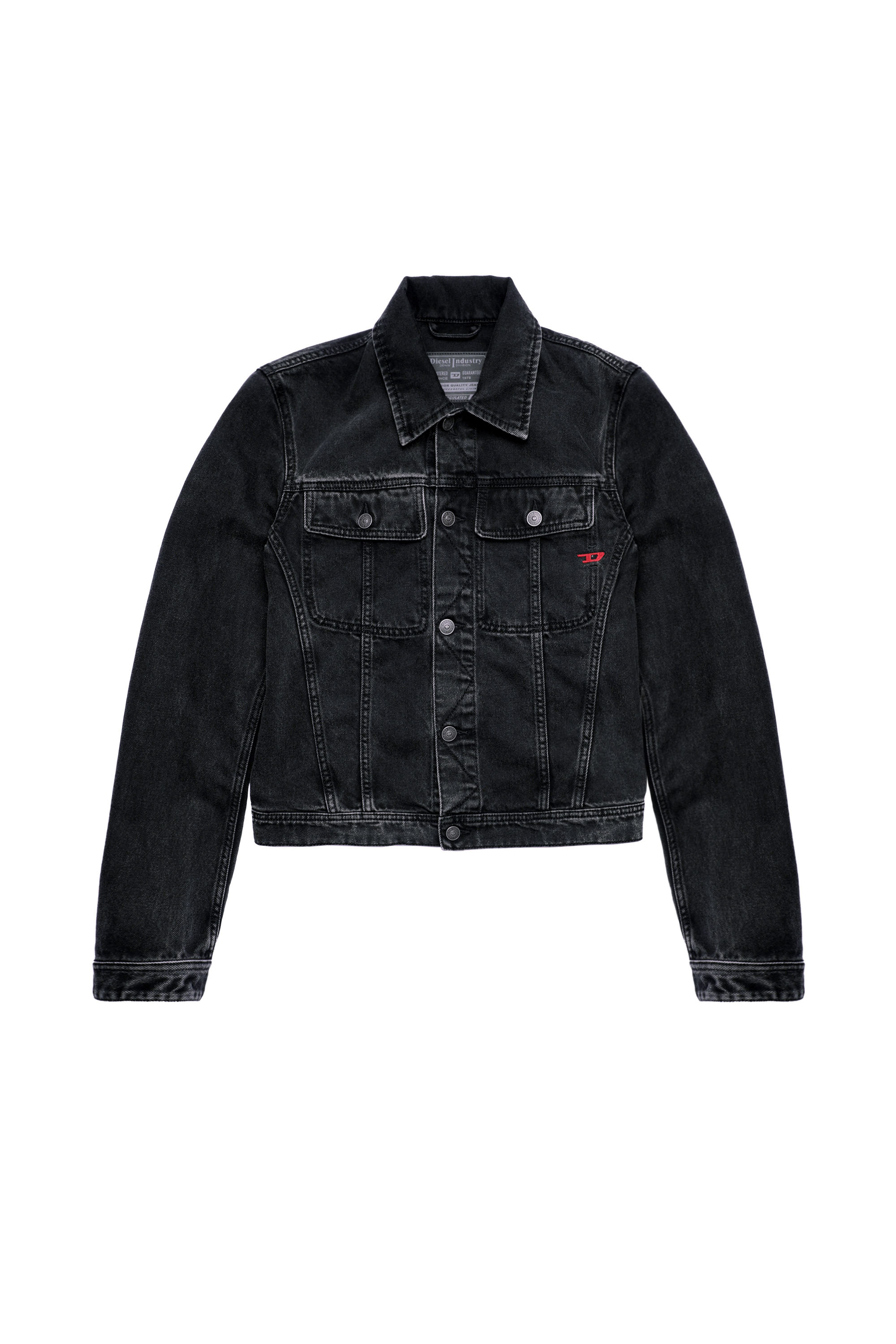 Diesel - D-MILO TRUCKER JACKET, Unisex's Slim-fit trucker jacket in Black/Dark grey - 3