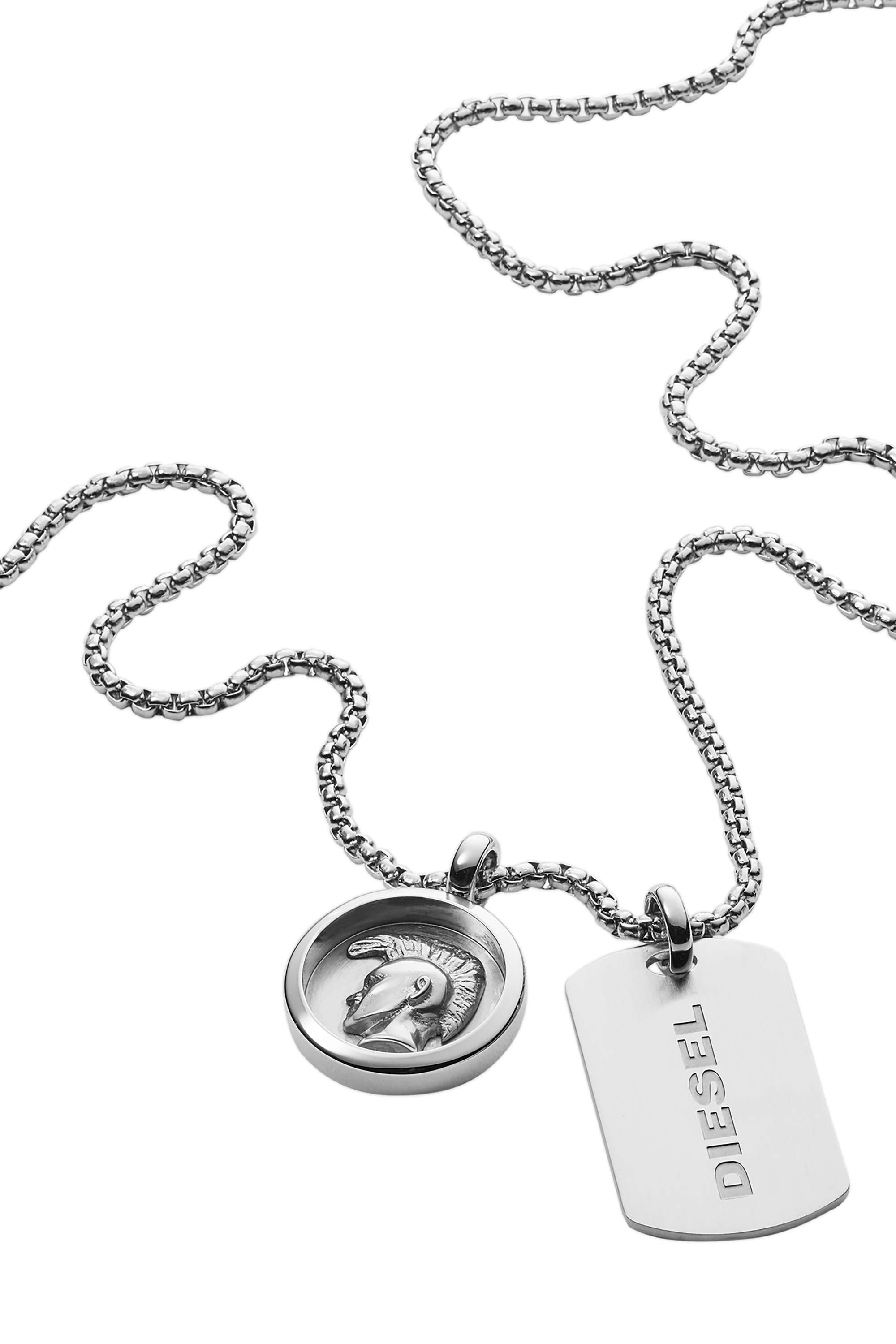 Diesel - DX1209, Man's Stainless Steel Double Pendant Necklace in Silver - 1