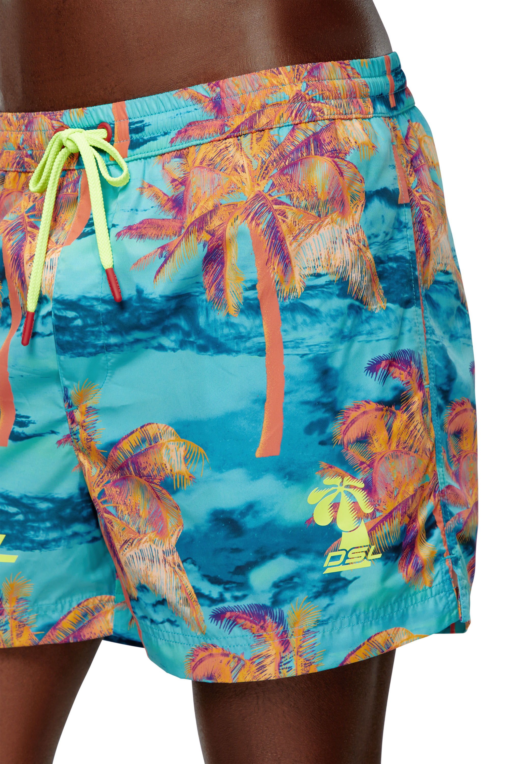 Diesel - BMBX-KEN-37-ZIP, Man's Mid-length printed swim shorts in Azure - 4
