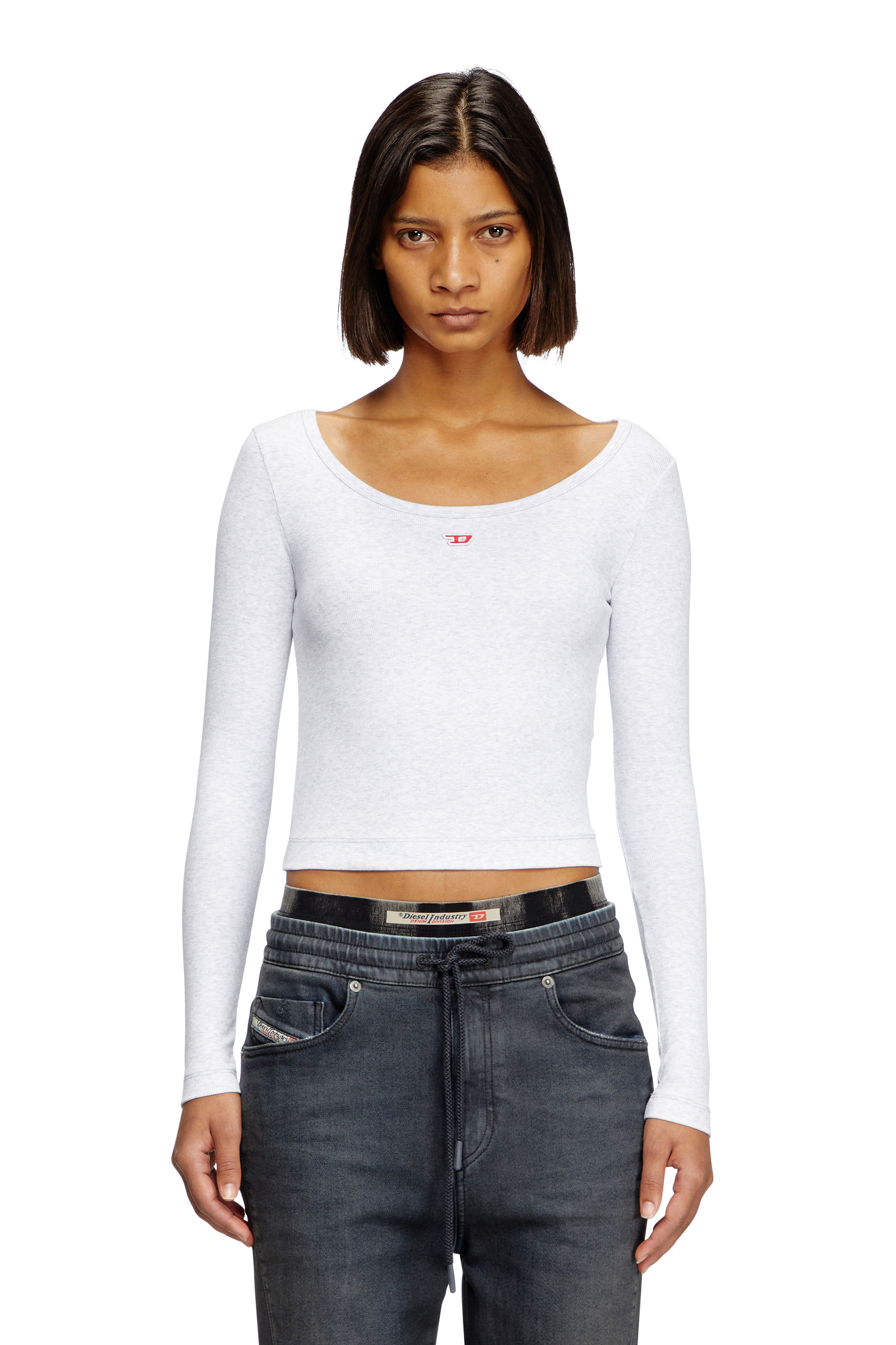 Diesel - T-BALLET-D, Woman's Long-sleeve top with D logo in Grey - 1