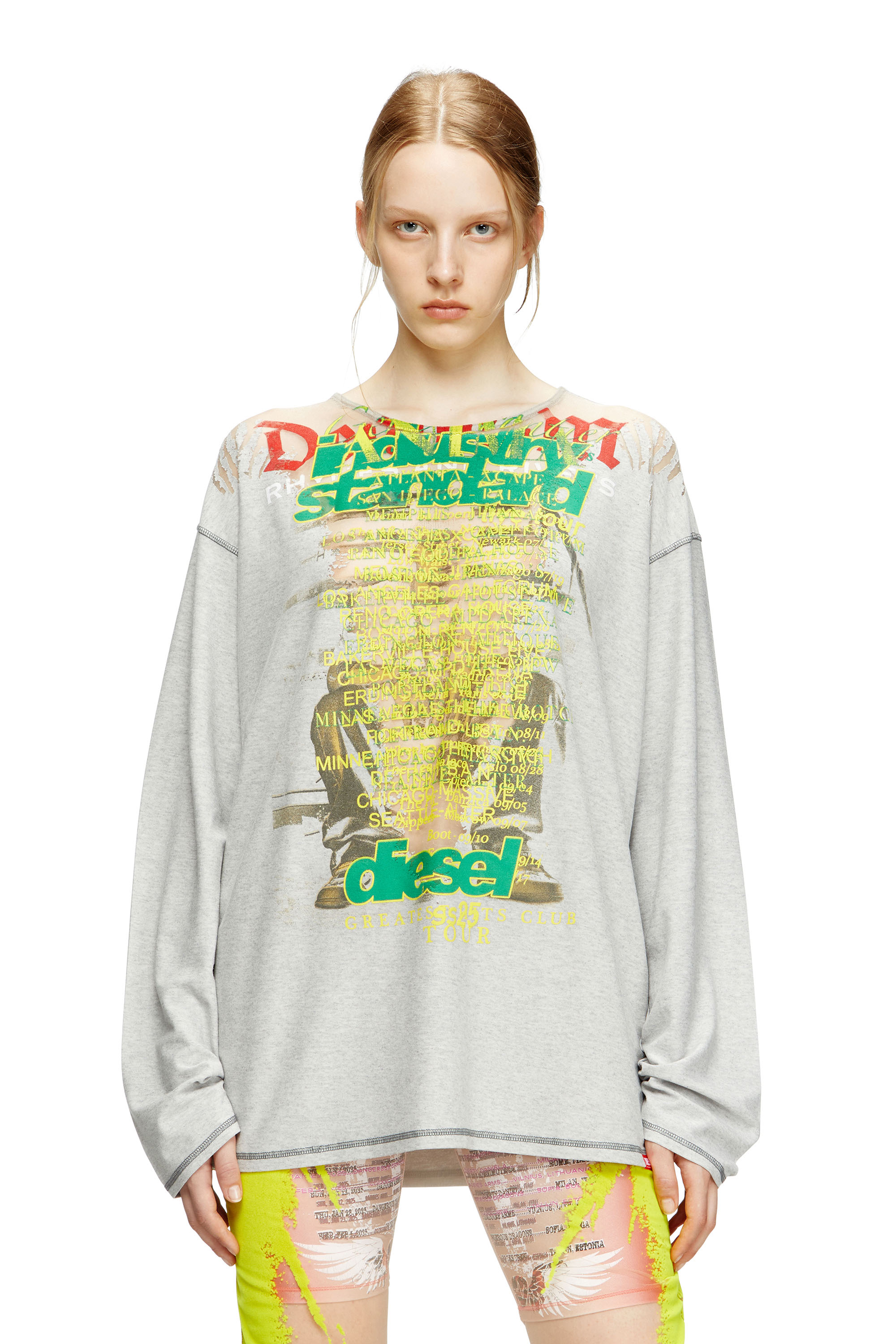 Diesel - T-JERRY-B, Unisex's Long-sleeve T-shirt with lyrics print in Grey - 1