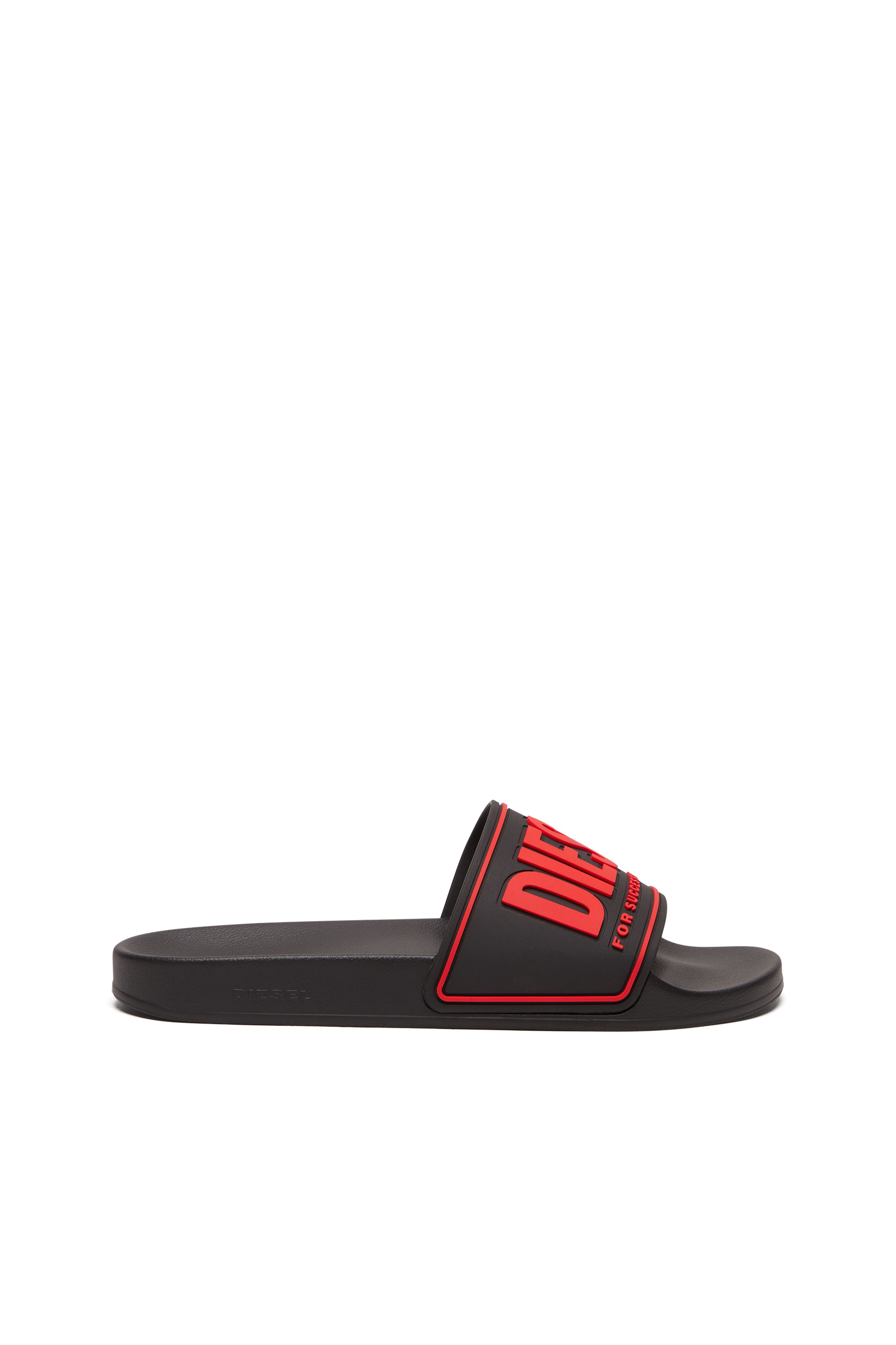 Diesel - SA-MAYEMI CC, Man's Sa-Mayemi-Pool slides with 3D logo in Black/Red - 1