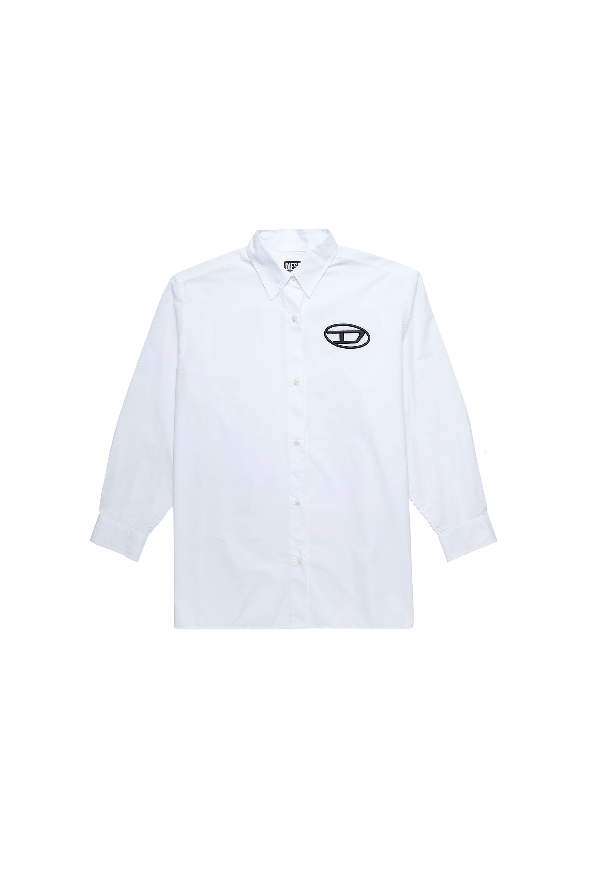 Diesel - C-BRUCE-A, Woman's Oversized shirt with oval logo in White - 3
