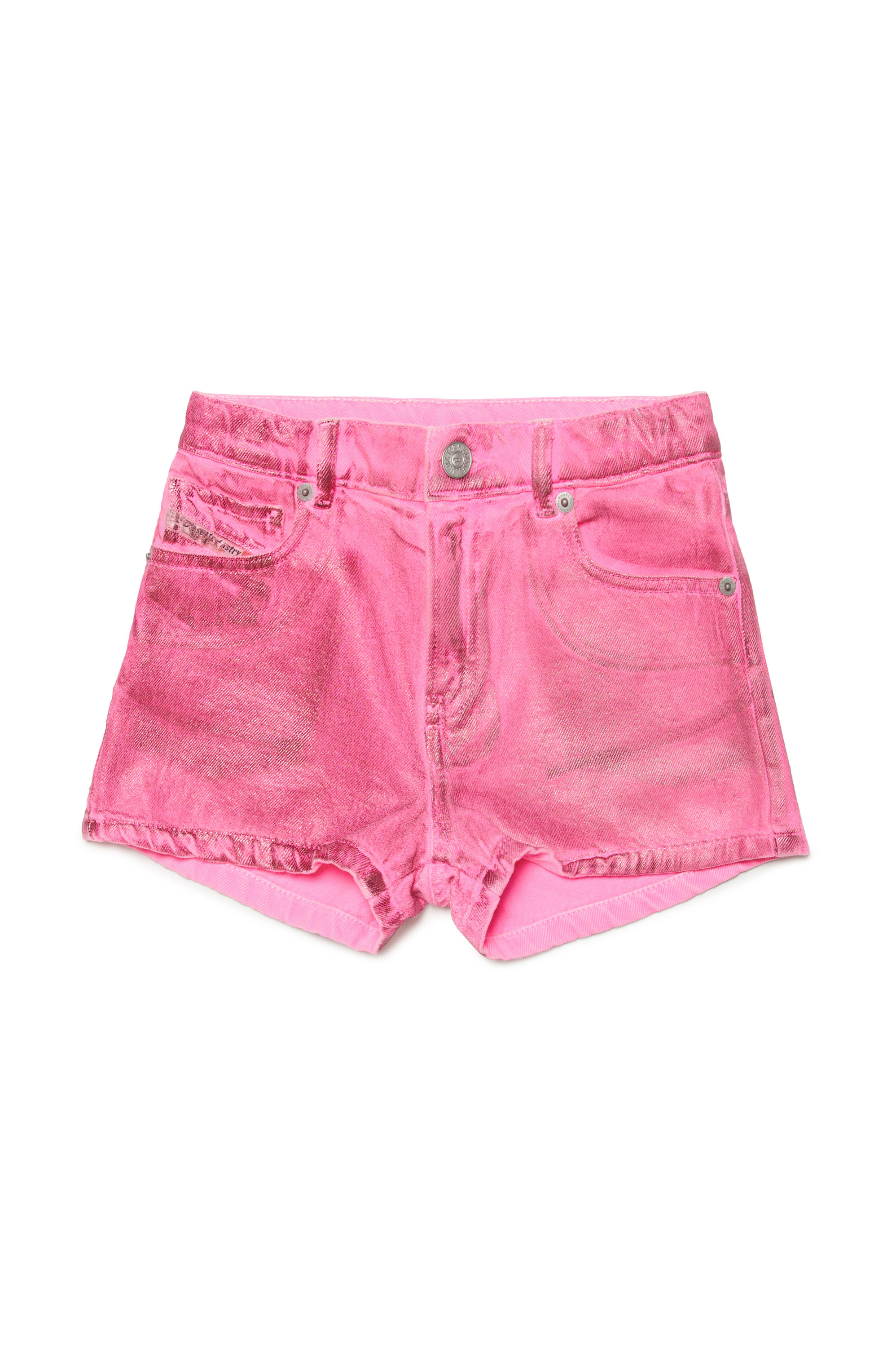 Diesel - PBOYSHORT, Woman's Shorts in coated stretch denim in Pink - 1