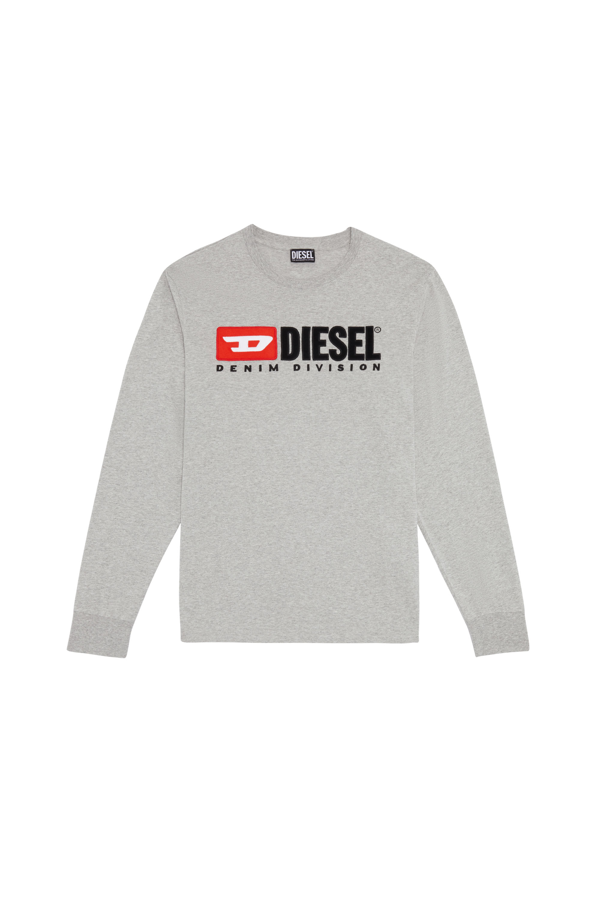 Diesel - T-JUST-LS-DIV, Man's Long-sleeve T-shirt with fleece logo in Grey - 3