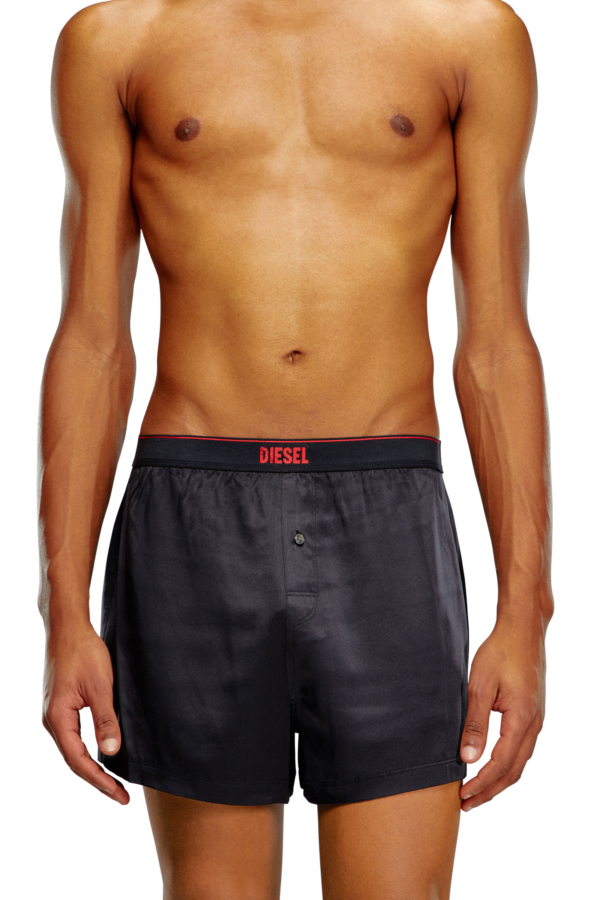 Diesel - UUBX-STARK-EL, Unisex's Silk boxers with logo waist in Black - 2