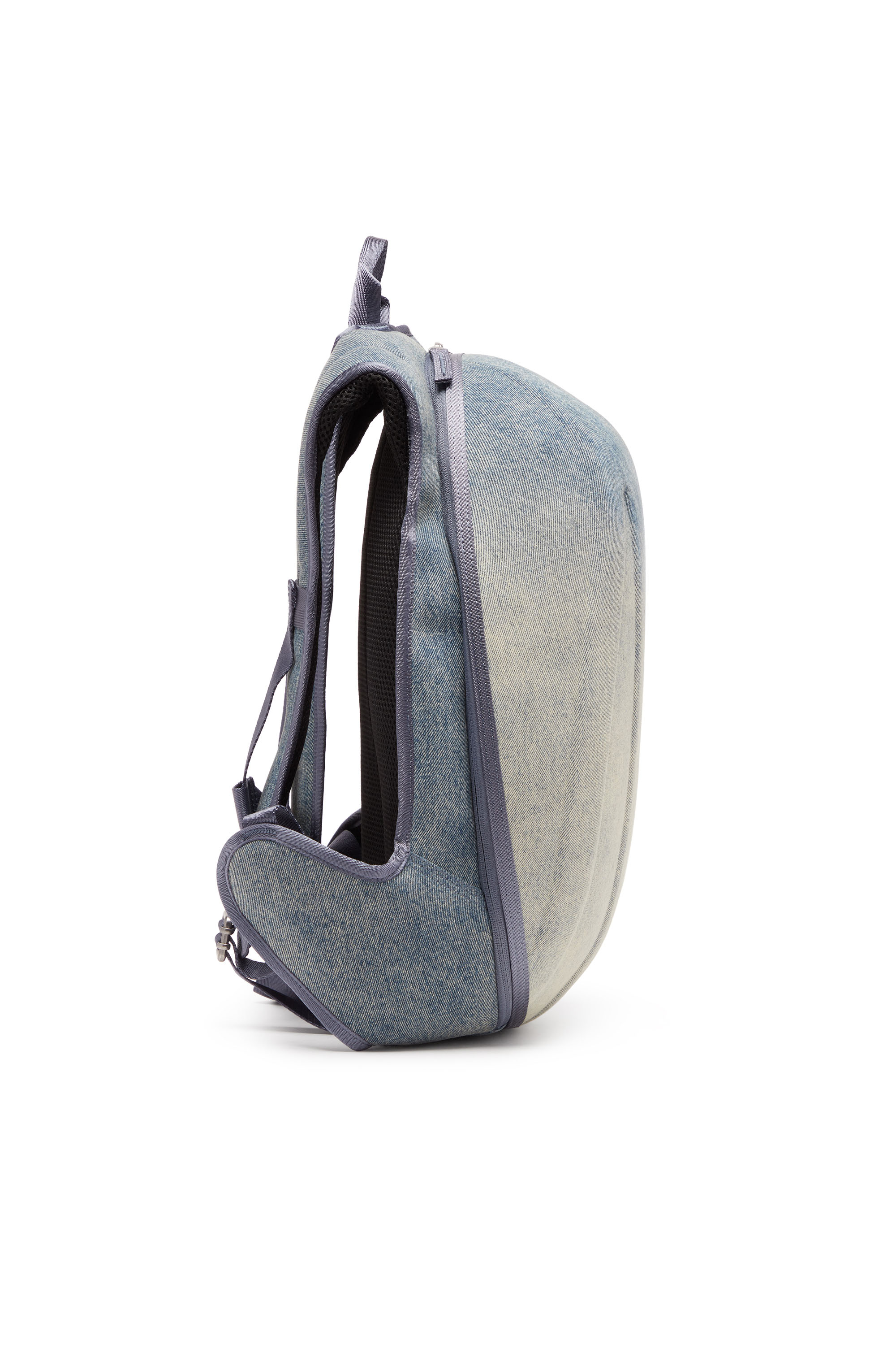 Diesel - 1DR-POD BACKPACK, Man's 1DR-Pod Backpack - Hard shell denim backpack in Blue/White - 3