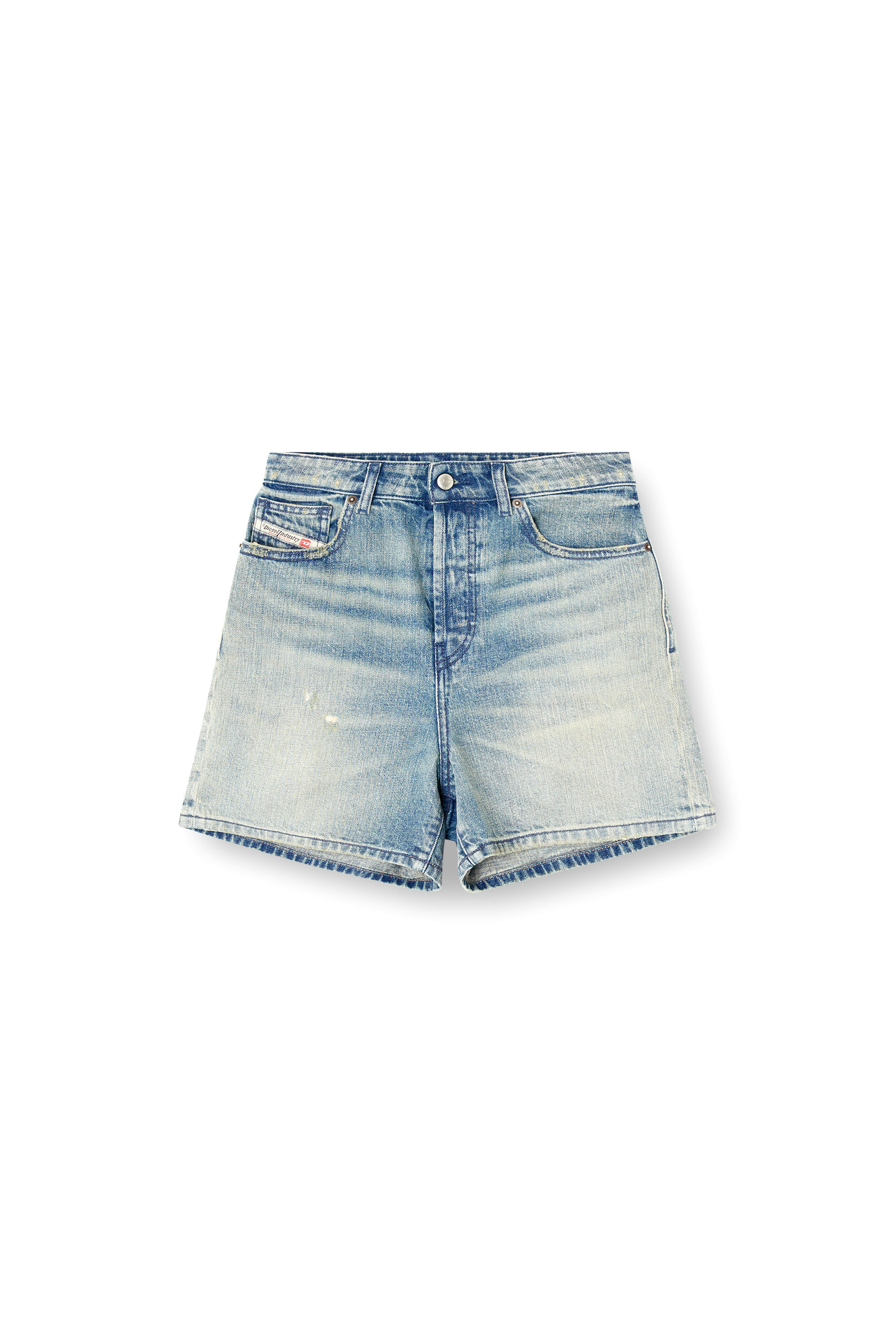 Diesel - DE-JIRO, Woman's Shorts in worn-effect denim in Light Blue - 3