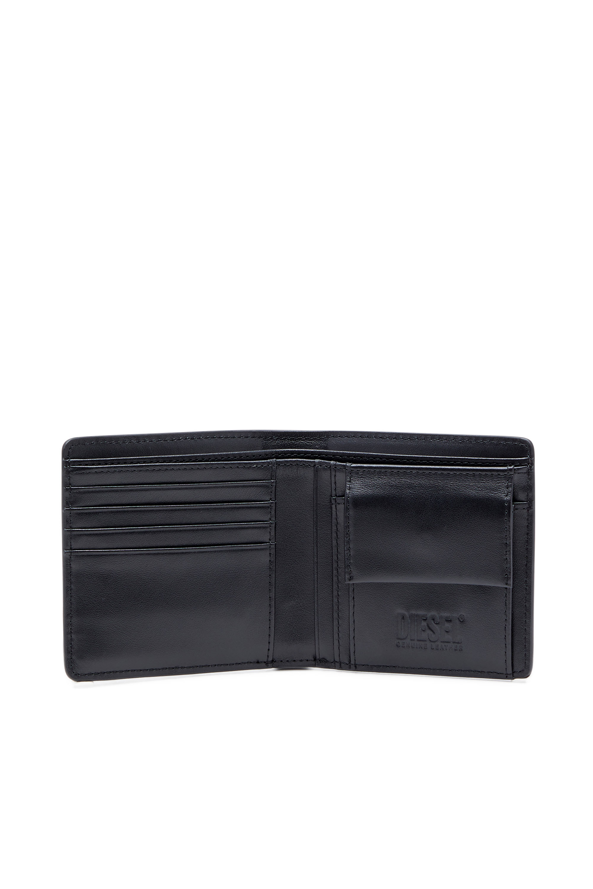 Diesel - BI-FOLD COIN S, Man's Bi-fold wallet in textured leather in Black - 3