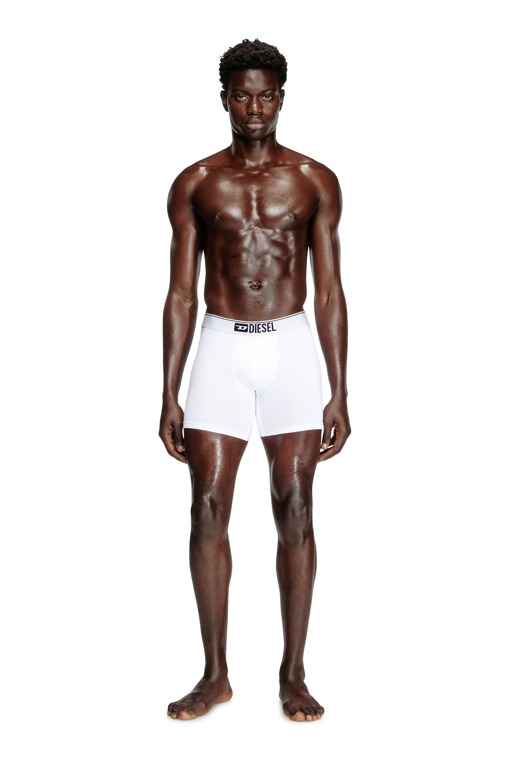 Diesel - MAX-3PACK, Man's Three-pack stretch cotton boxer briefs in Black/White - 3